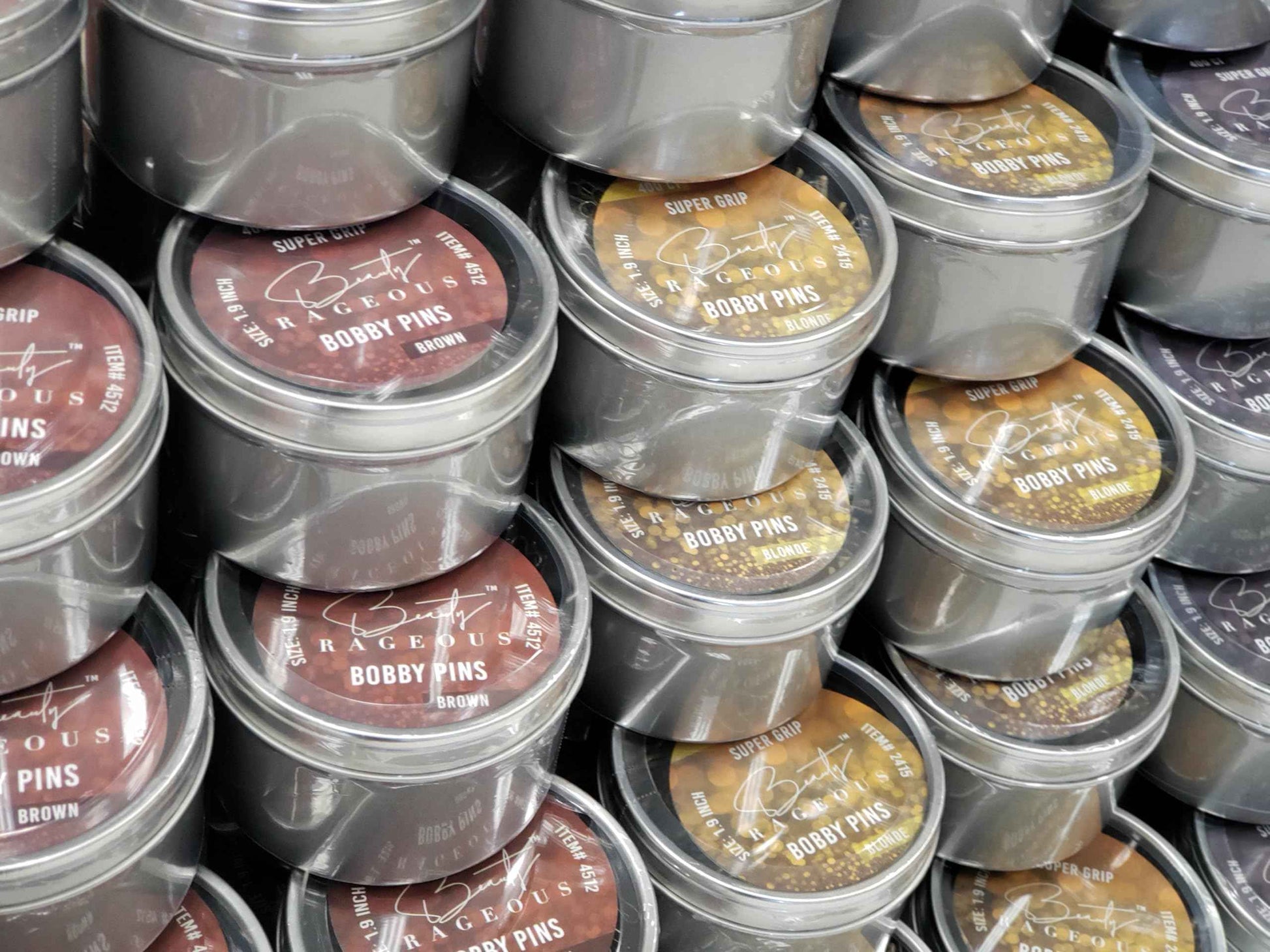 Super Grip Bobby Pins - Women's 1.9 Inch - Easy, Secure, All Hair Types - Handy Reusable Tin (Black - 800 Ct Approx)