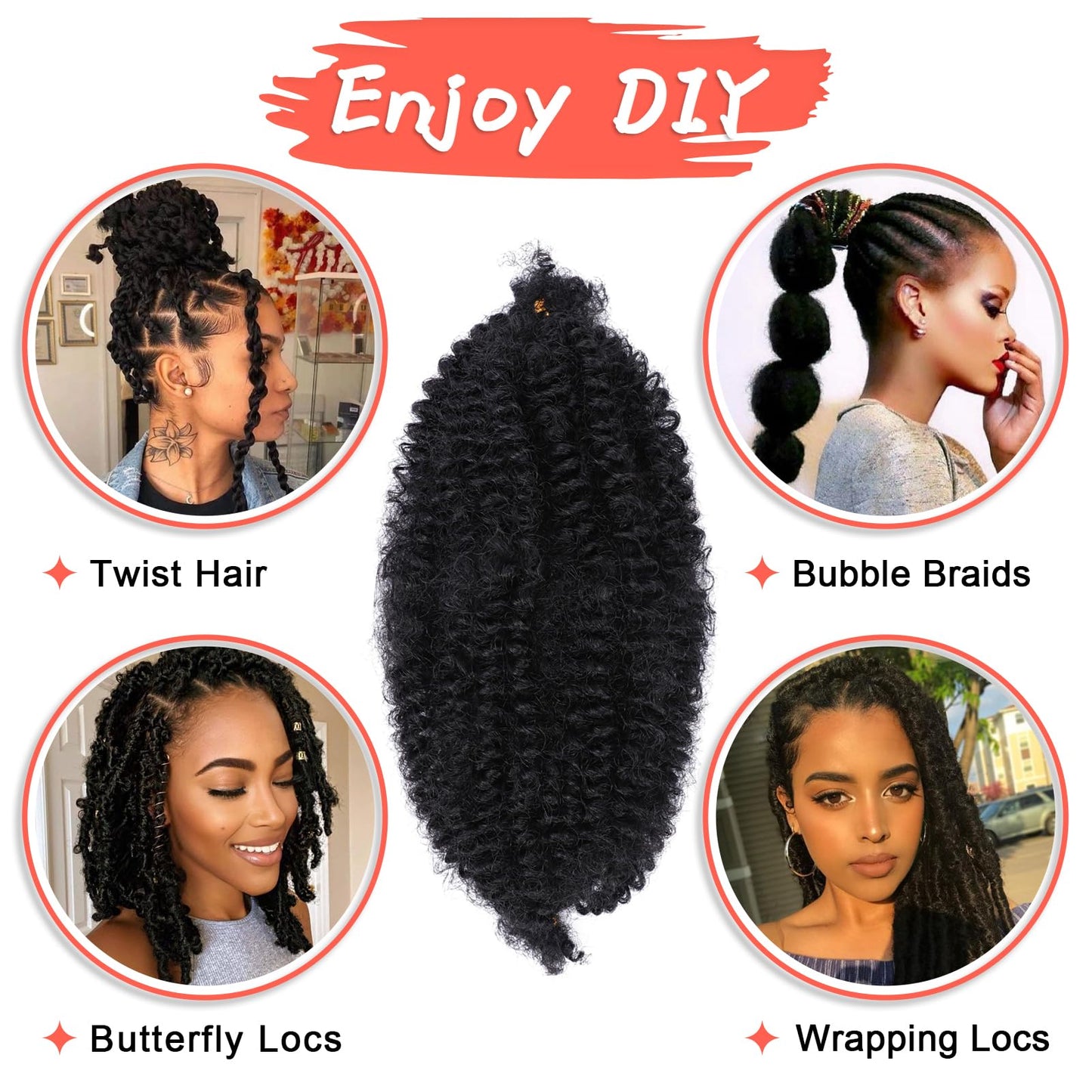 Marley Hair 10 Inch 7 Packs Pre Separated Springy Afro Twist Hair Marley Twist Braiding Hair for Faux Locs Crochet Hair Pre Fluffed Spring Twist Hair Extensions (10",1B)