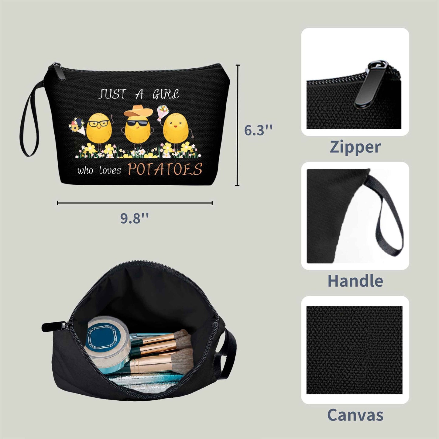 Potato Gifts,Teenage Girl Gifts,Cute Potato,Best Friend Birthday Gifts,Just A Girl Who Loves Potatoes,Presents for Teen Girls,Small Cosmetic Bag for Purse,Funny Gifts