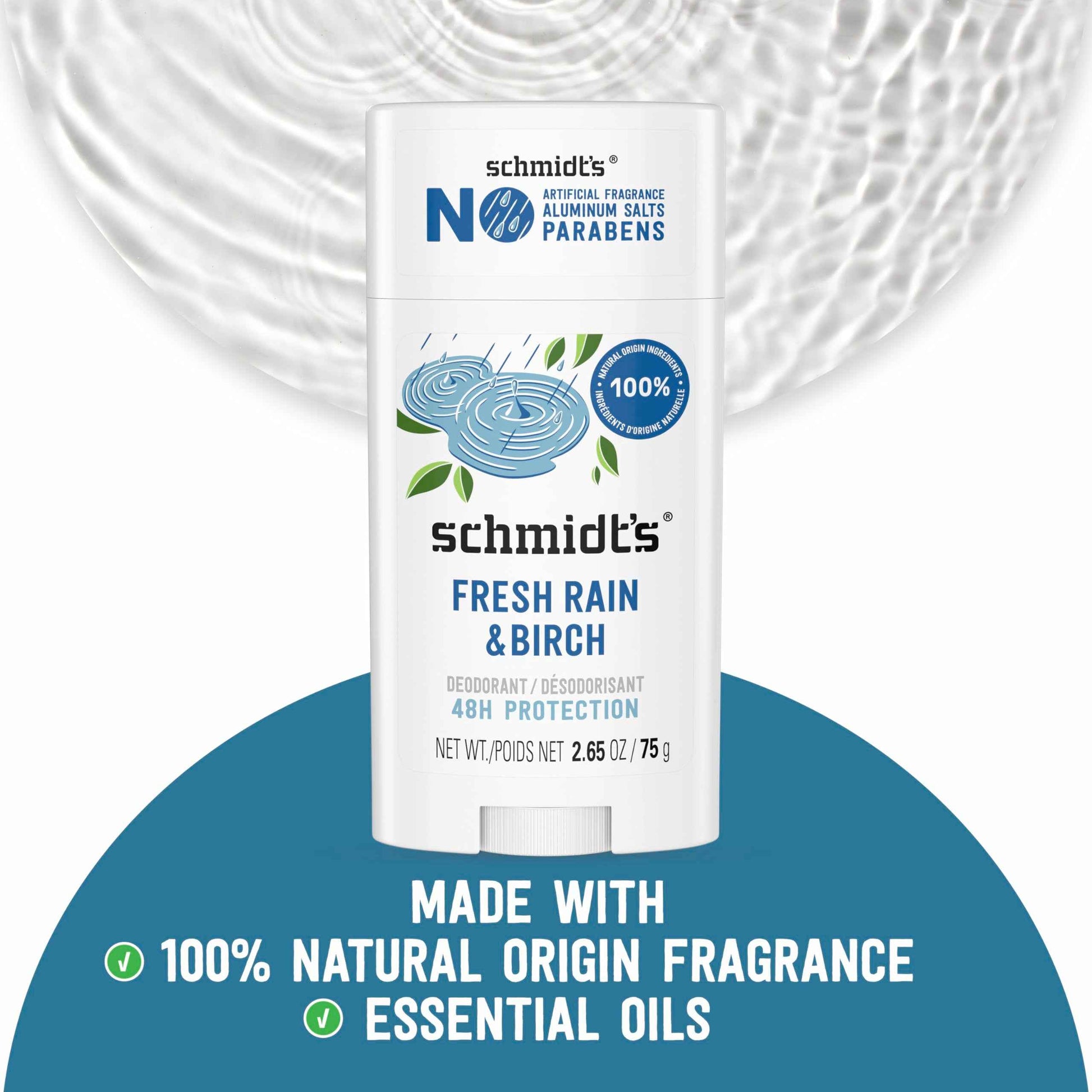 Schmidt's Aluminum-Free Vegan Deodorant Cactus Flower & Pear and Fresh Rain & Birch, 2 Count Each, 2.65 oz