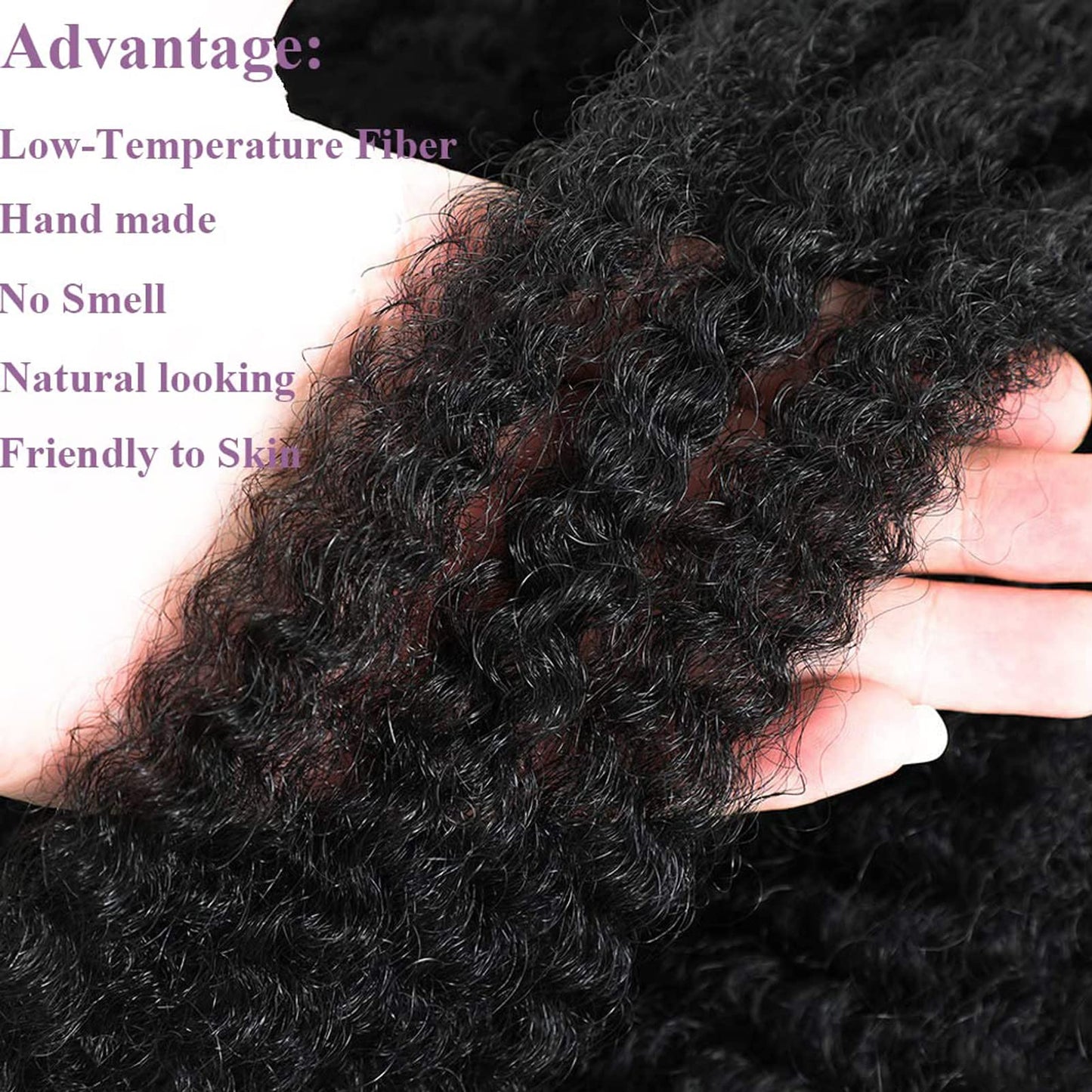 Viovian 8 Packs Springy Afro Twist Hair 16 inch Afro Spring Twist Hair Synthetic Kinky Marley Twist Braiding Hair Natural Black Wrapping Hair for Soft Locs (1b#)