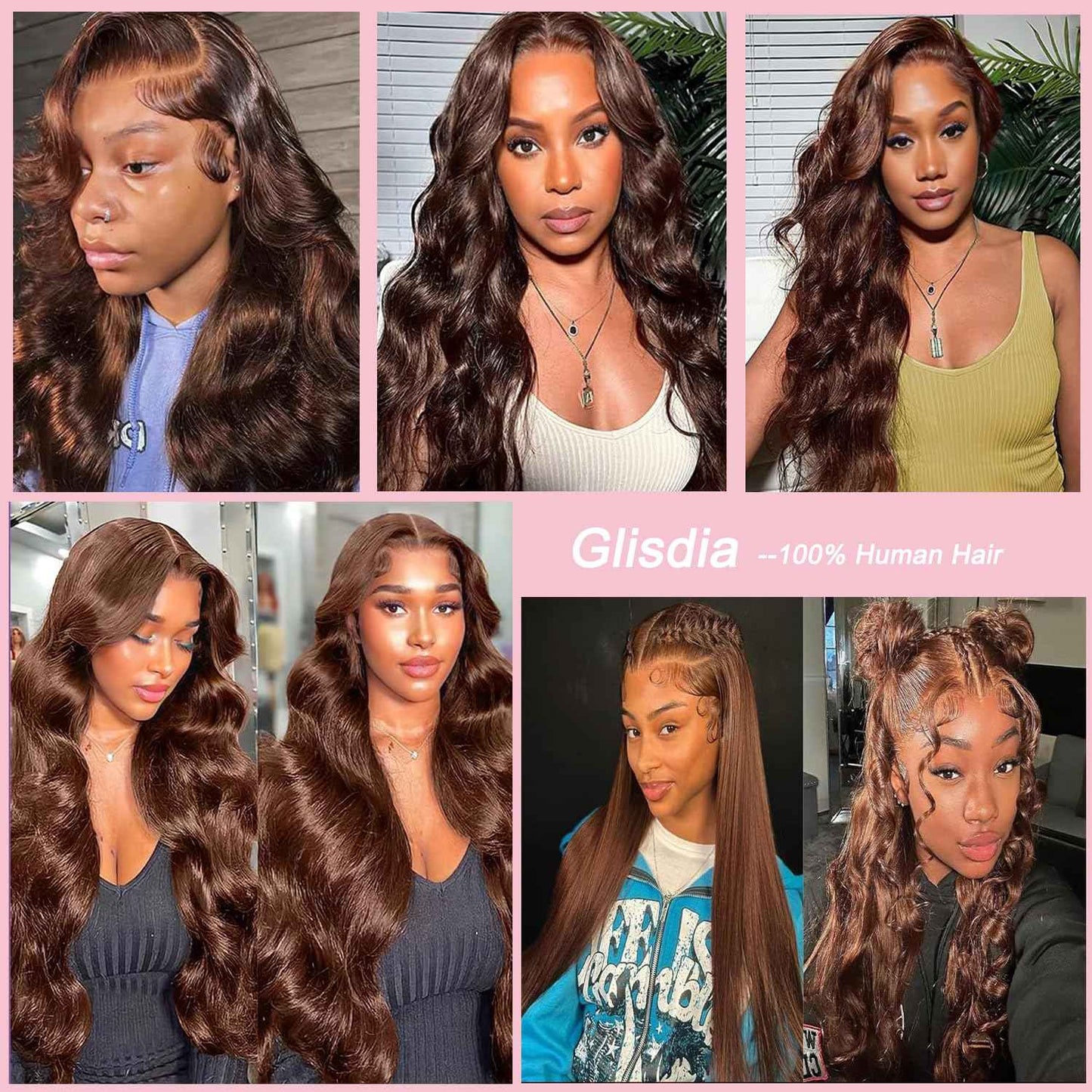 2x6 Transparent Lace Closure Chocolate Brown 4# Closure 100% Human Hair Body Wave Natural Hairline With Baby Hair Deep Part Pre-Plucked 16 Inch
