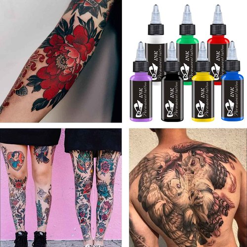 AYCOS Tattoo Ink Set - Tattoo Ink 7 Colors Permanent Tattoo Ink 30ml/ Bottle Professional Tattoo Supplies - for Body Tattooing and Art Painting