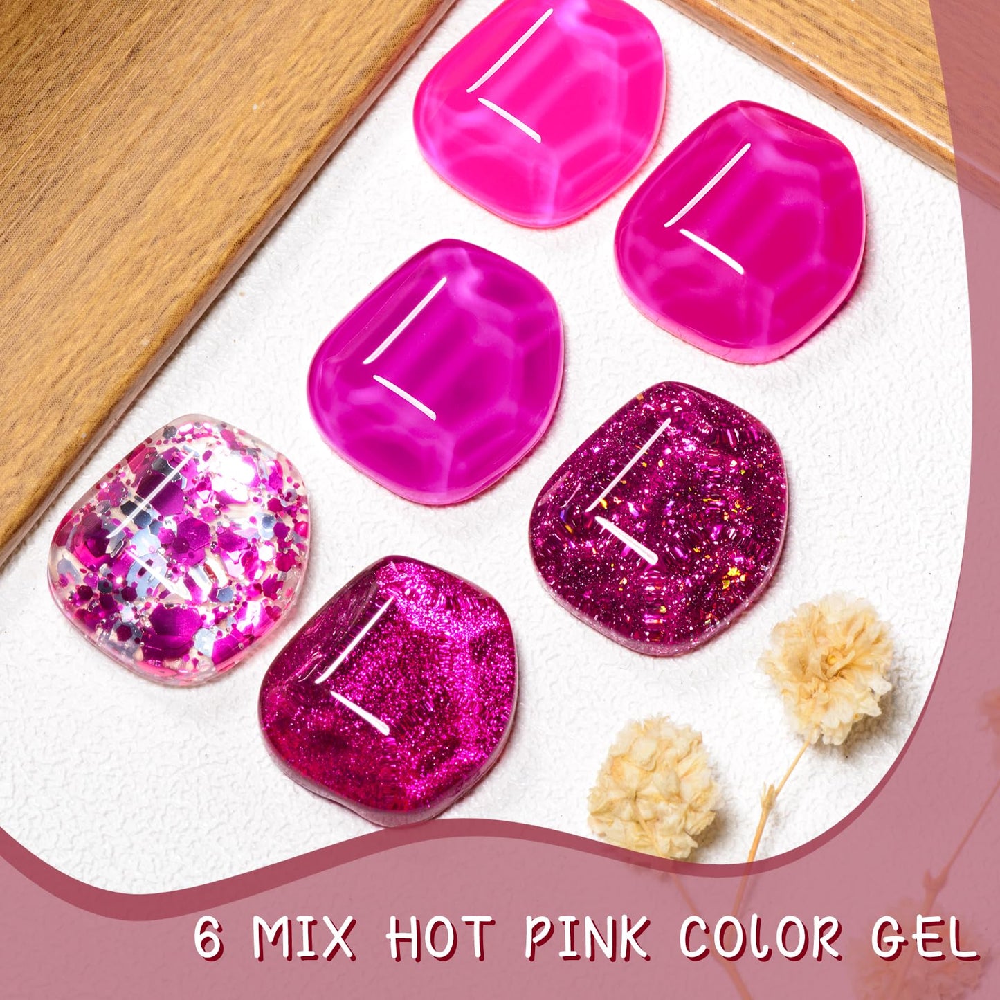 MTSSII Hot Pink Gel Nail Polish and Cat Eye Gel Nail Polish Spring Summer Hot Pink Red Purple Reflective Glitter Gel Polish for DIY Nail Art at Home