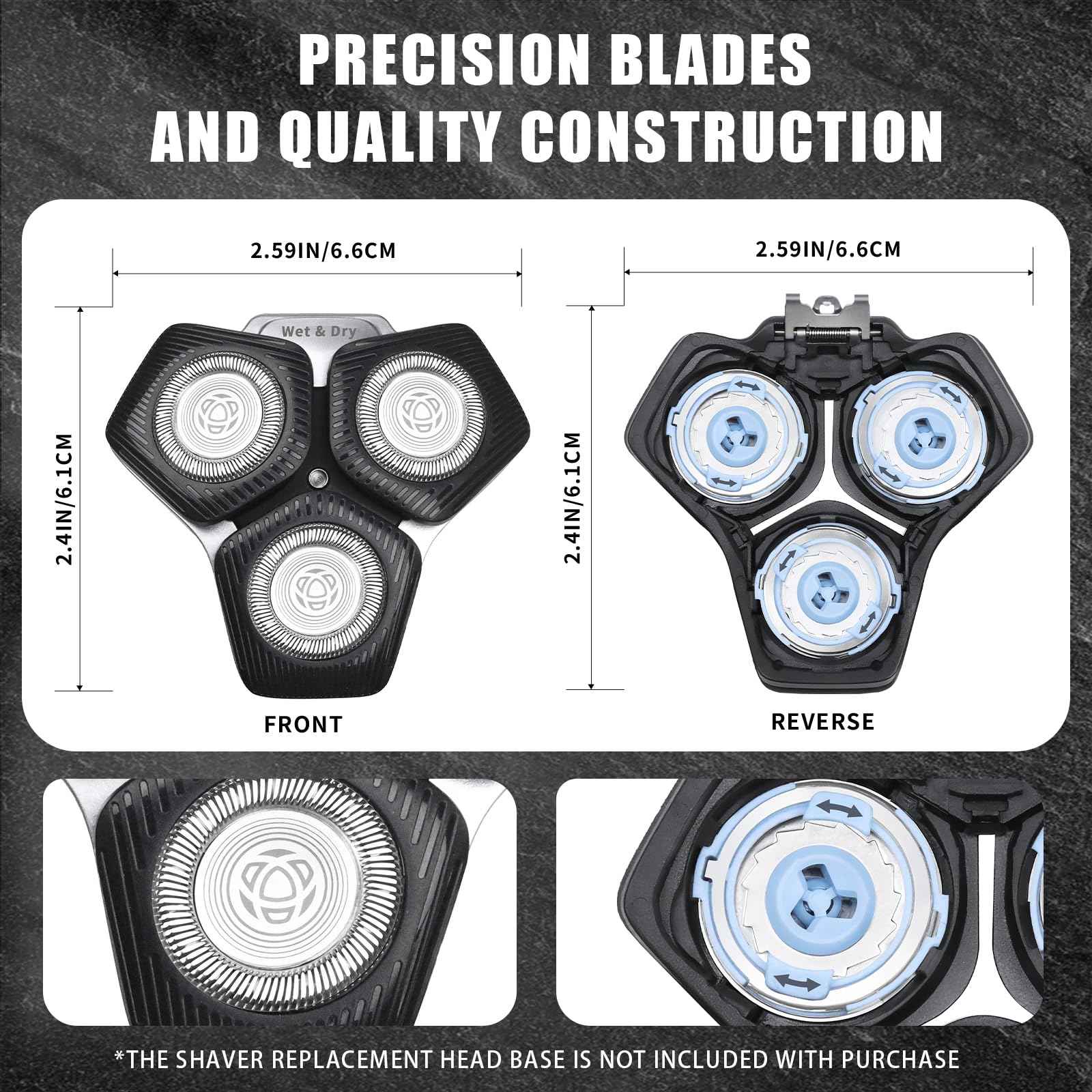 SH71/50 Shaving Heads Compatible with Phili*s Shavers Series S5000 (S5XXX),S7000 (S7XXX) for SH60/70 and SH70/70 (Black)