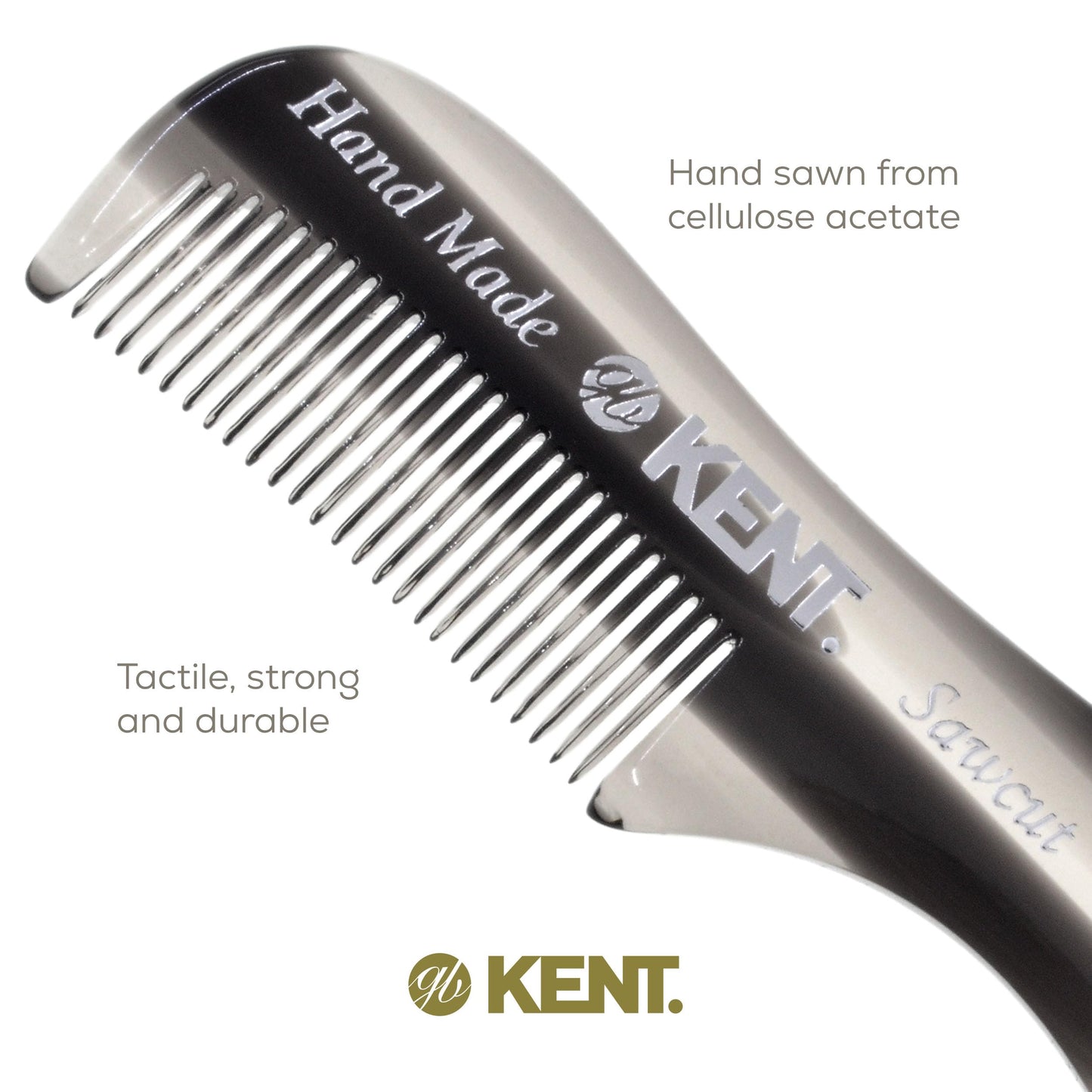 KENT A 81T Graphite X-Small Men's Beard Mustache Pocket Comb, Fine Toothed for Facial Hair Grooming and Styling. Hand-Made of Quality Cellulose Acetate, Saw-cut Hand Polished. Made in England