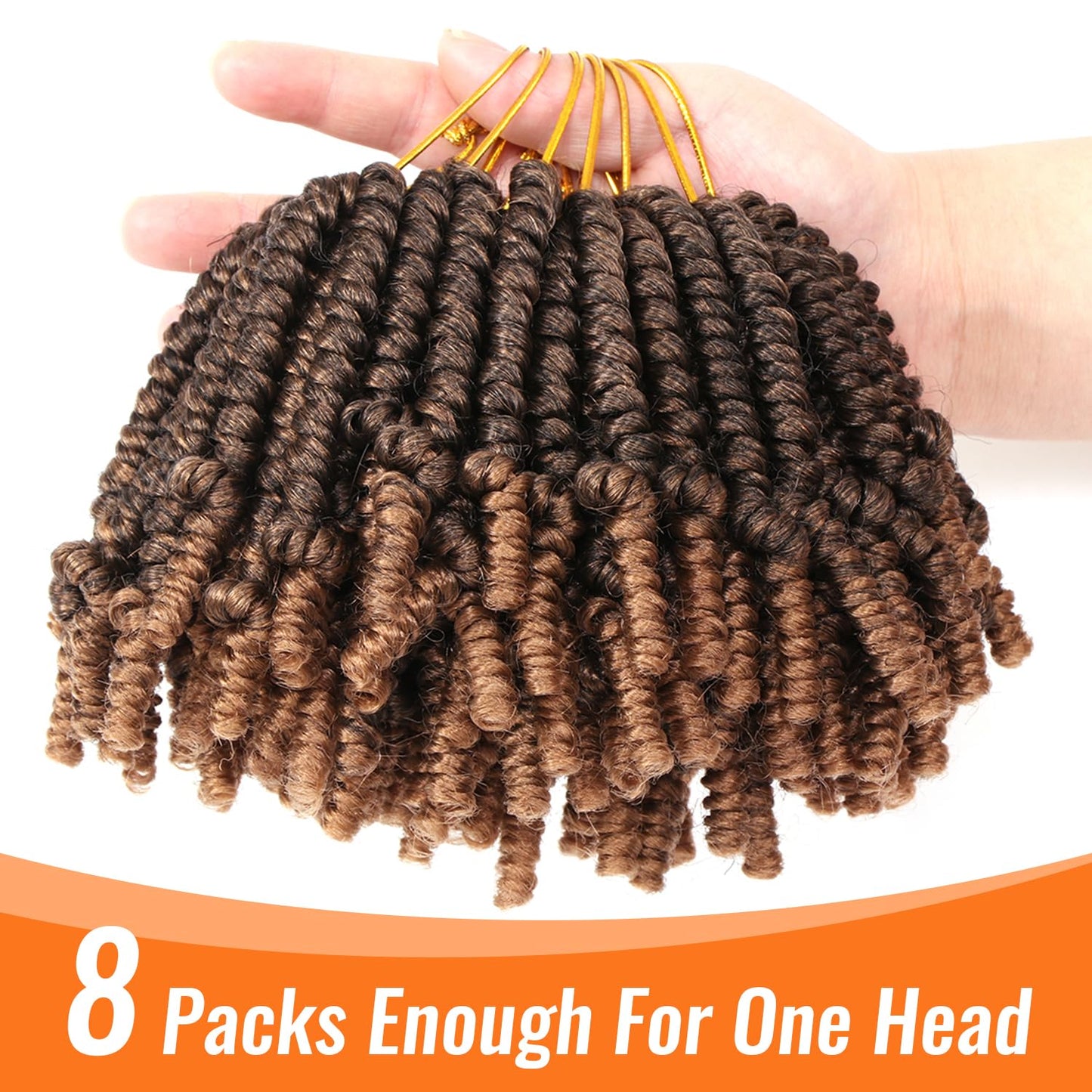 8 Packs Short Spring Twist Crochet Hair 4Inch Pretwisted Passion Twist Crochet Hair Curly Pre Looped Crochet Braids Hair Bomb Twist Kids Crochet Hair for Black Women (4 Inch, T27#)