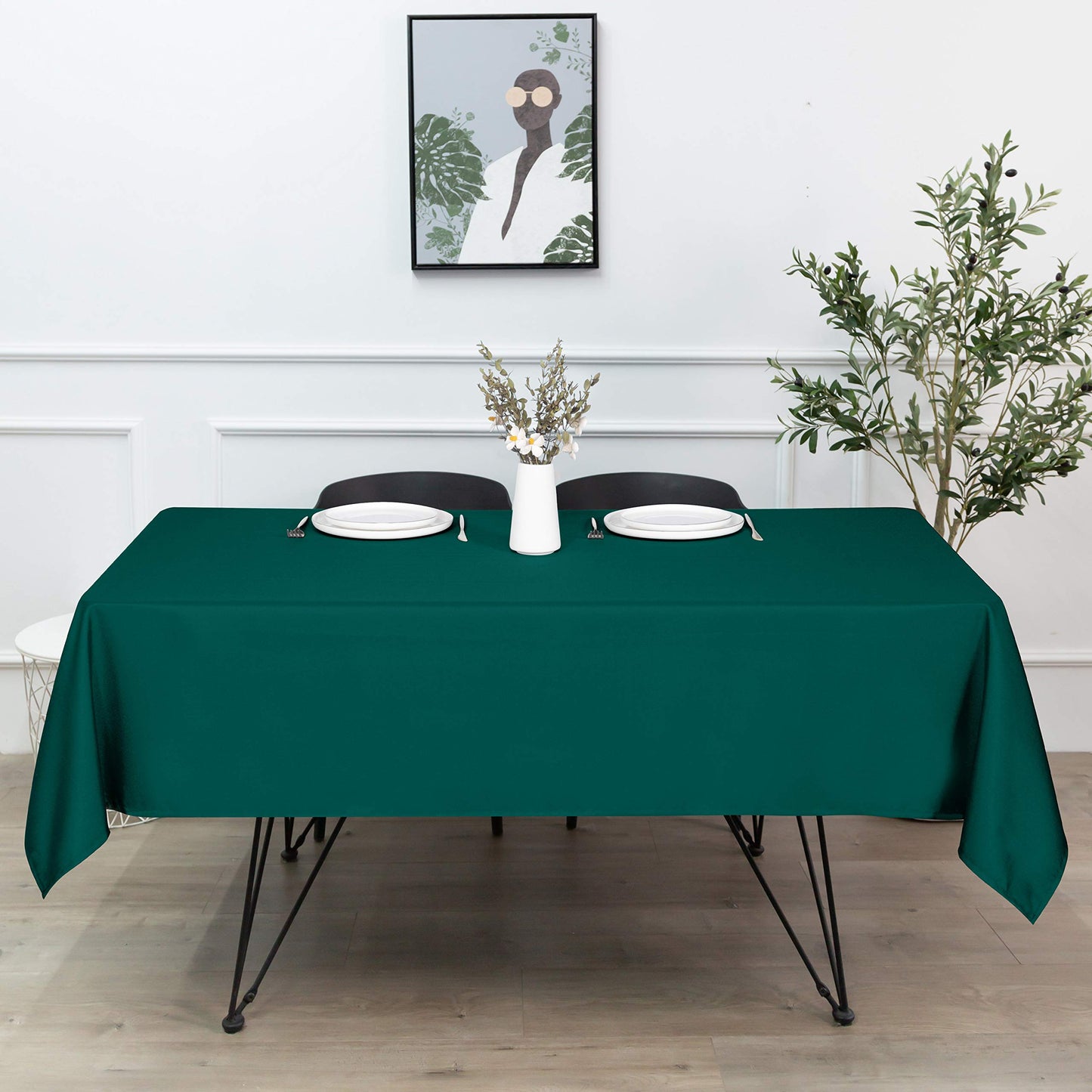 sancua Square Tablecloth - 54 x 54 Inch - Stain and Wrinkle Resistant Washable Polyester Table Cloth, Decorative Fabric Table Cover for Dining Table, Buffet Parties and Camping, Green