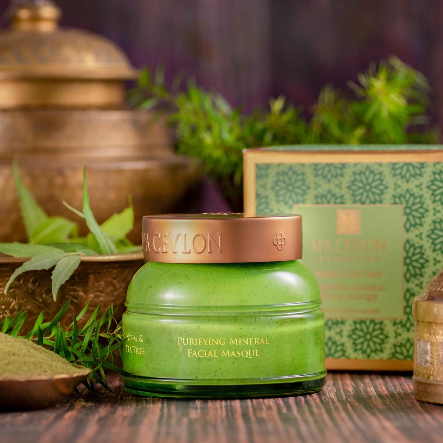 SPA CEYLON NEEM & TEA TREE Purifying Mineral Masque | cruelty-free | 100% Vegetarian | Acne-Clearing & Pore Minimizing | Best for oily & problem skin types