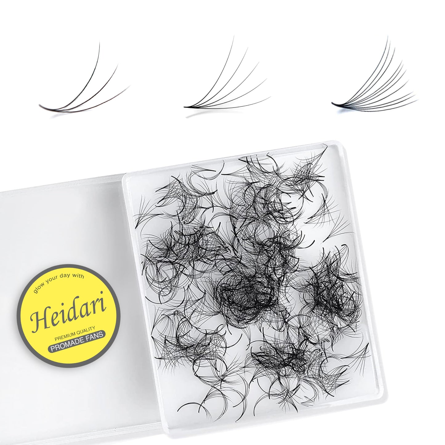 Heidari Handcraft Promade Eyelashes Extension Ideal for Professional Lash Salon, Collection 3D-20D, C CC D DD Curl, Thickness 0.03~0.1mm, Length 8-20mm, Long Lasting,Easy Application 10D-0.03 D 10 mm