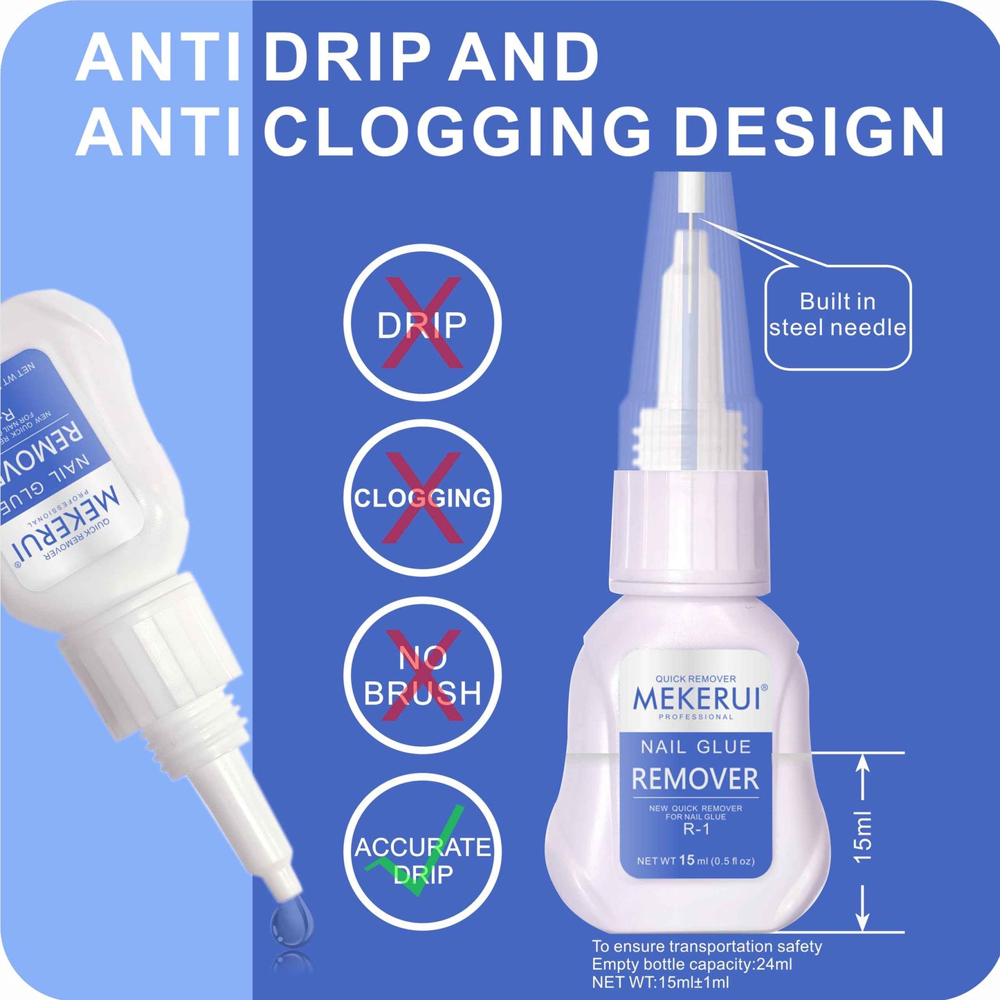 Mekerui(2 sets) New Upgrade Super Strong Nail Glue Gel and Quickly Glue Remover Set Press ons,G1 Long-lasting 30+ Days Without UV Light,R1 Dropper-type Easily Remove, Salon Professional