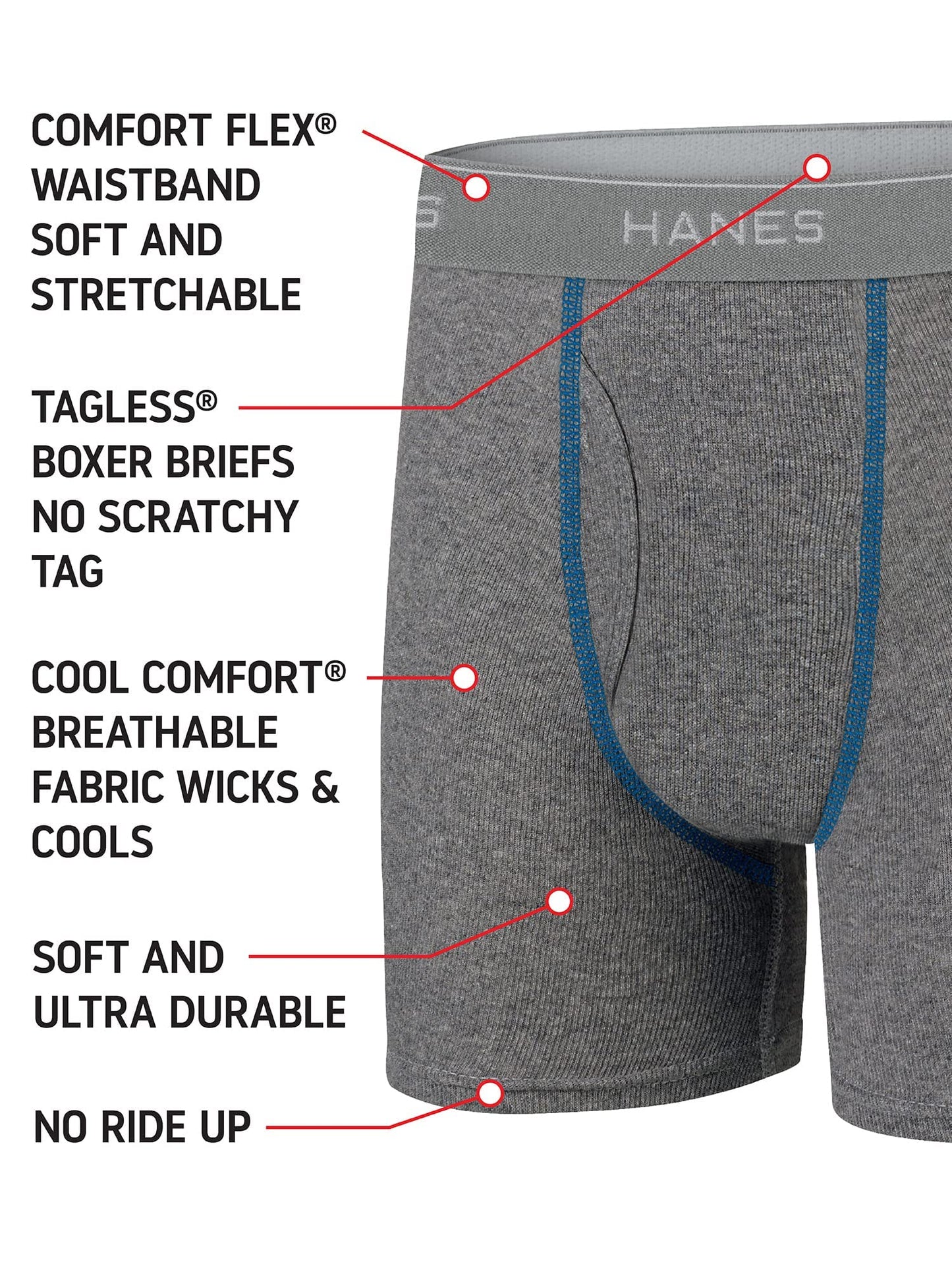 Hanes Boys' and Toddler Underwear, Comfort Flex and ComfortSoft Boxer Briefs, Multiple Packs Available, Solids/Prints Assorted-10, Small