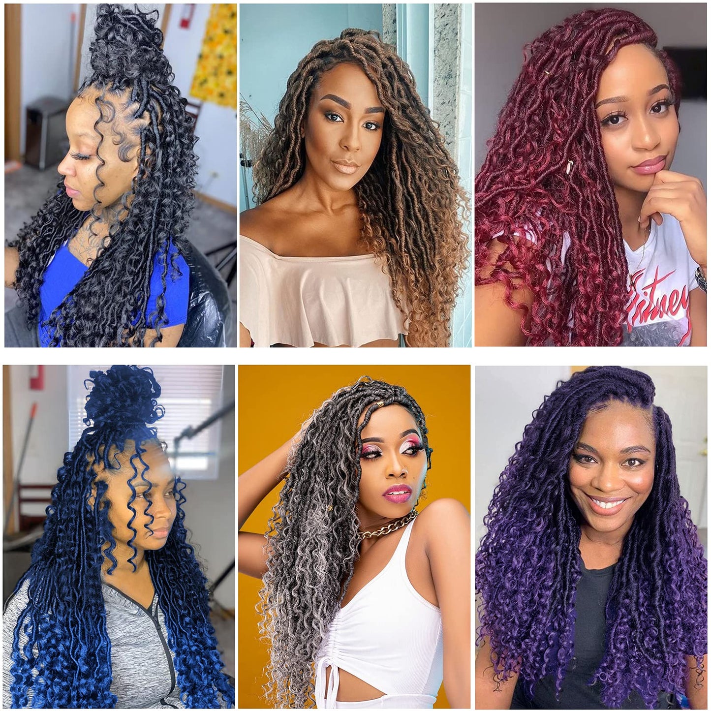 8 Packs New Goddess Locs Crochet Hair 22 Inch River Curls Crochet Hair Faux Locs Wavy Crochet Curly Hair Faix Locs Crochet with Curly Ends for Black Women (1B# 22inch)