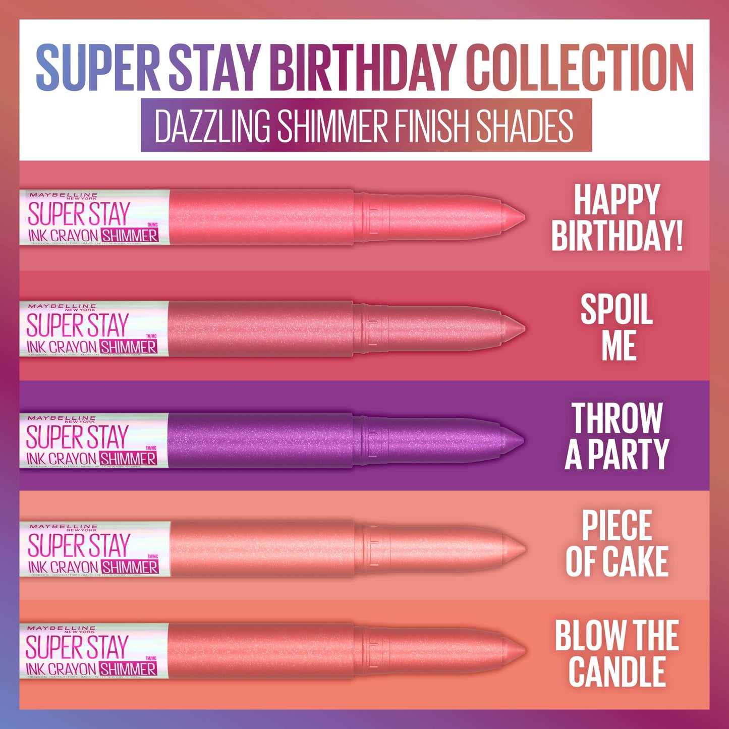 MAYBELLINE New York Super Stay Ink Crayon Matte Longwear Lipstick Makeup, Long Lasting Matte Lipstick with Built-In Sharpener, Limited Edition Birthday Collection, Happy Birthday!, 0.04 oz