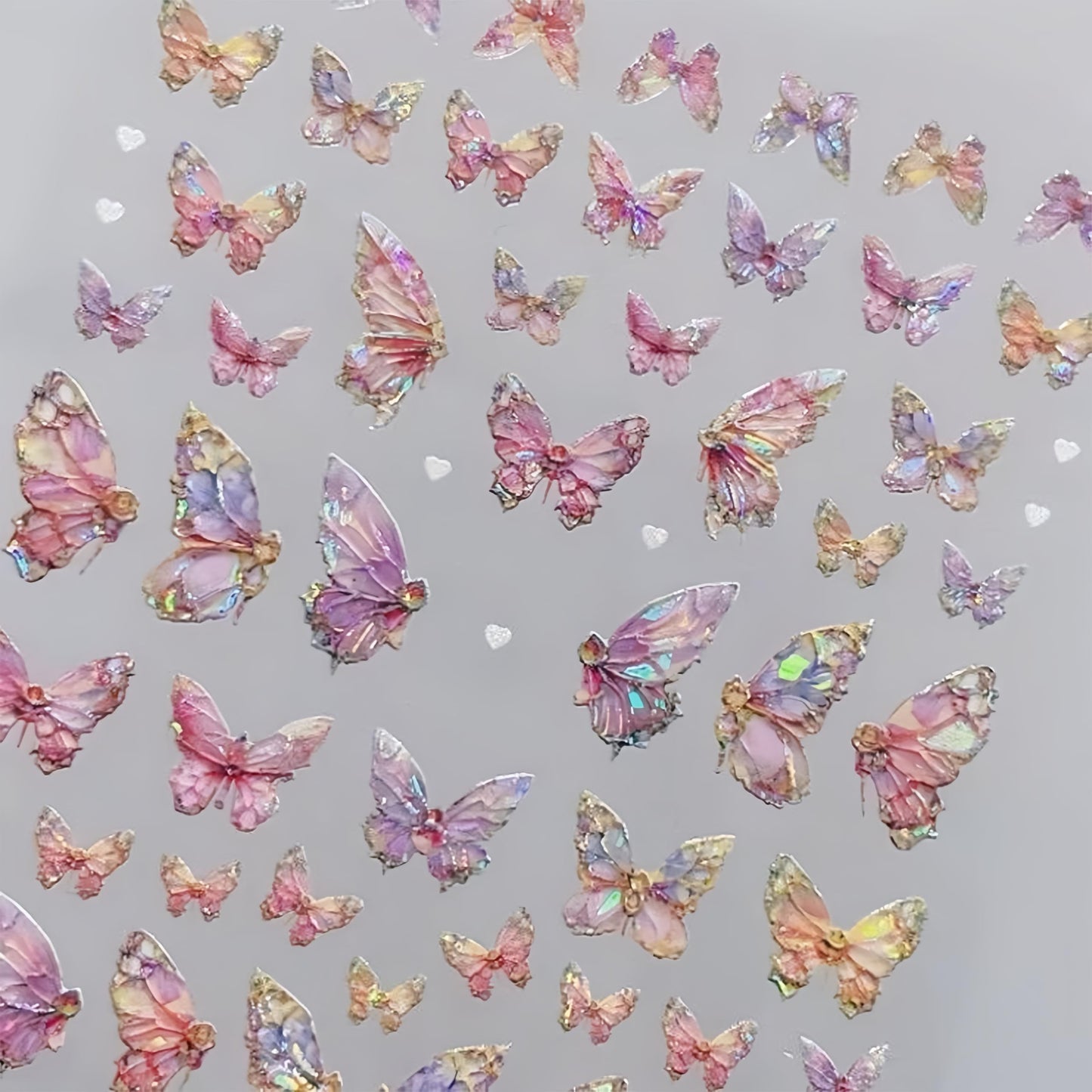 2Sheets Butterfly Nail Art Stickers 5D Embossed Aurora Butterfly Nail Decals Pink Aurora Shining Butterfly Nail Design Self-Adhesive Nail Art Supplies Butterfly Stickers for Women DIY Nail Decorations