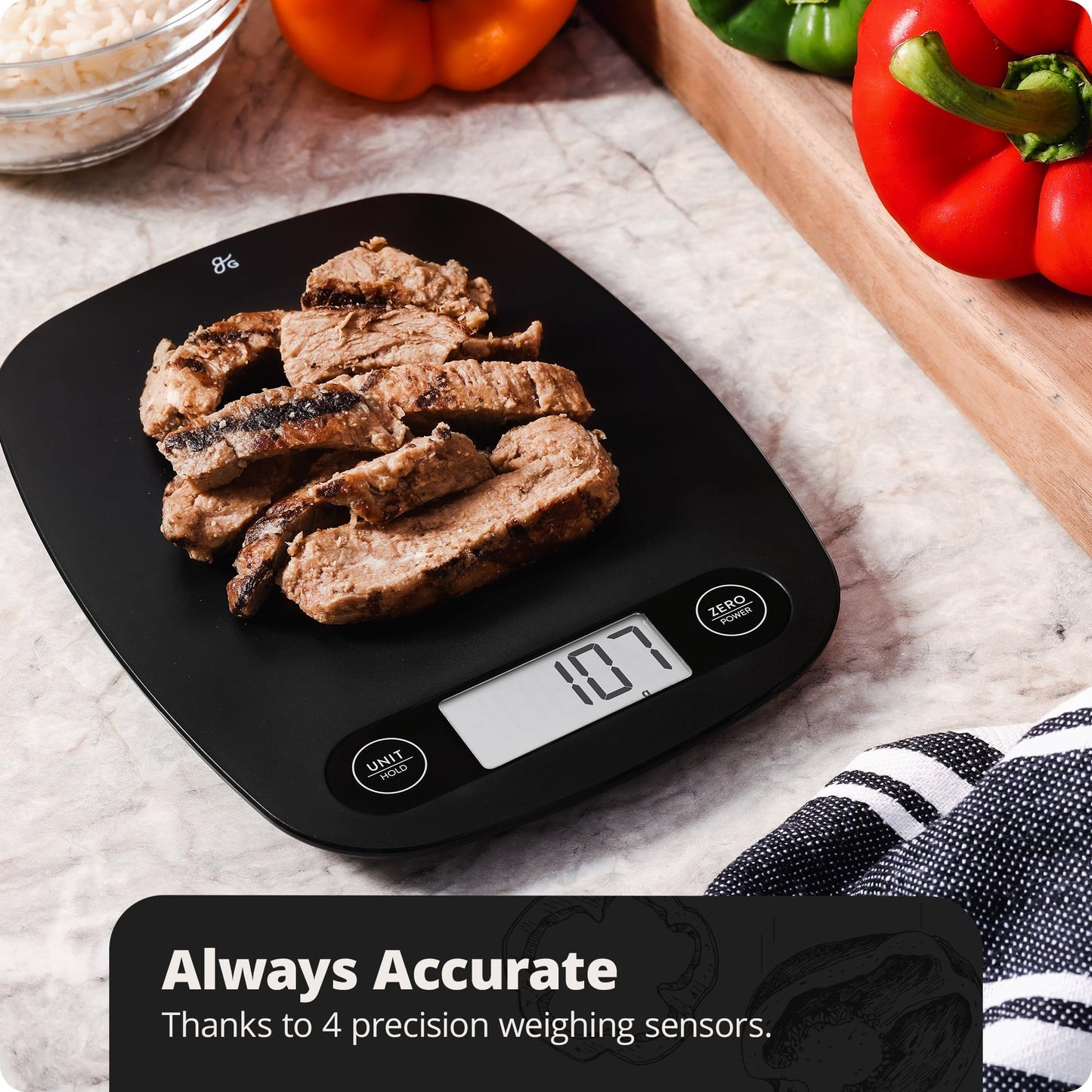 Greater Goods Digital Food Kitchen Scale (Matte Black)