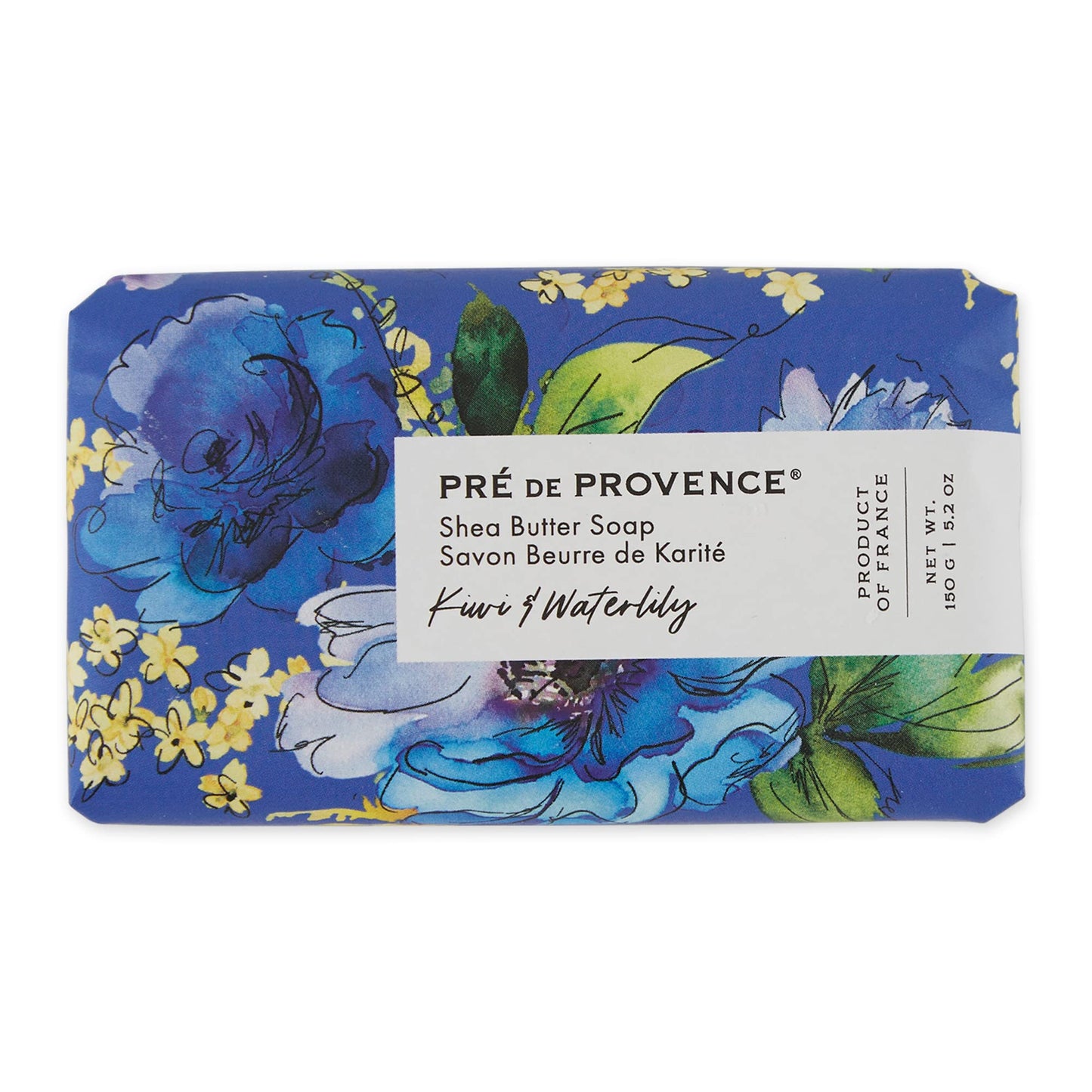 Pre de Provence Wrapped Artisanal Soap Bar, Organic Shea Butter Enriched, Natural French Skincare, Quad Milled for a Rich Smooth Lather, Kiwi & Waterlily, 150 Gram