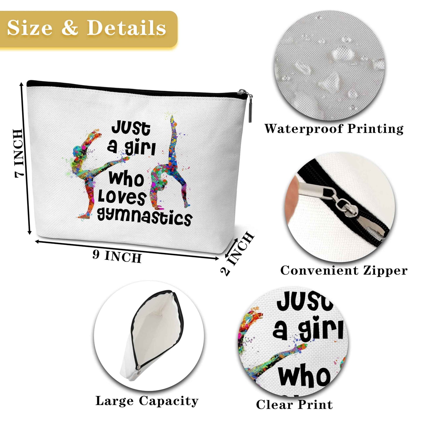 GREOXG Gymnastics Gifts, Just A Girl Who Loves Gymnastics, Gymnastics Travel Makeup Bag, Birthday Gifts for Woman Girls Sisters Mom Daughter Toiletries Organizer-D35