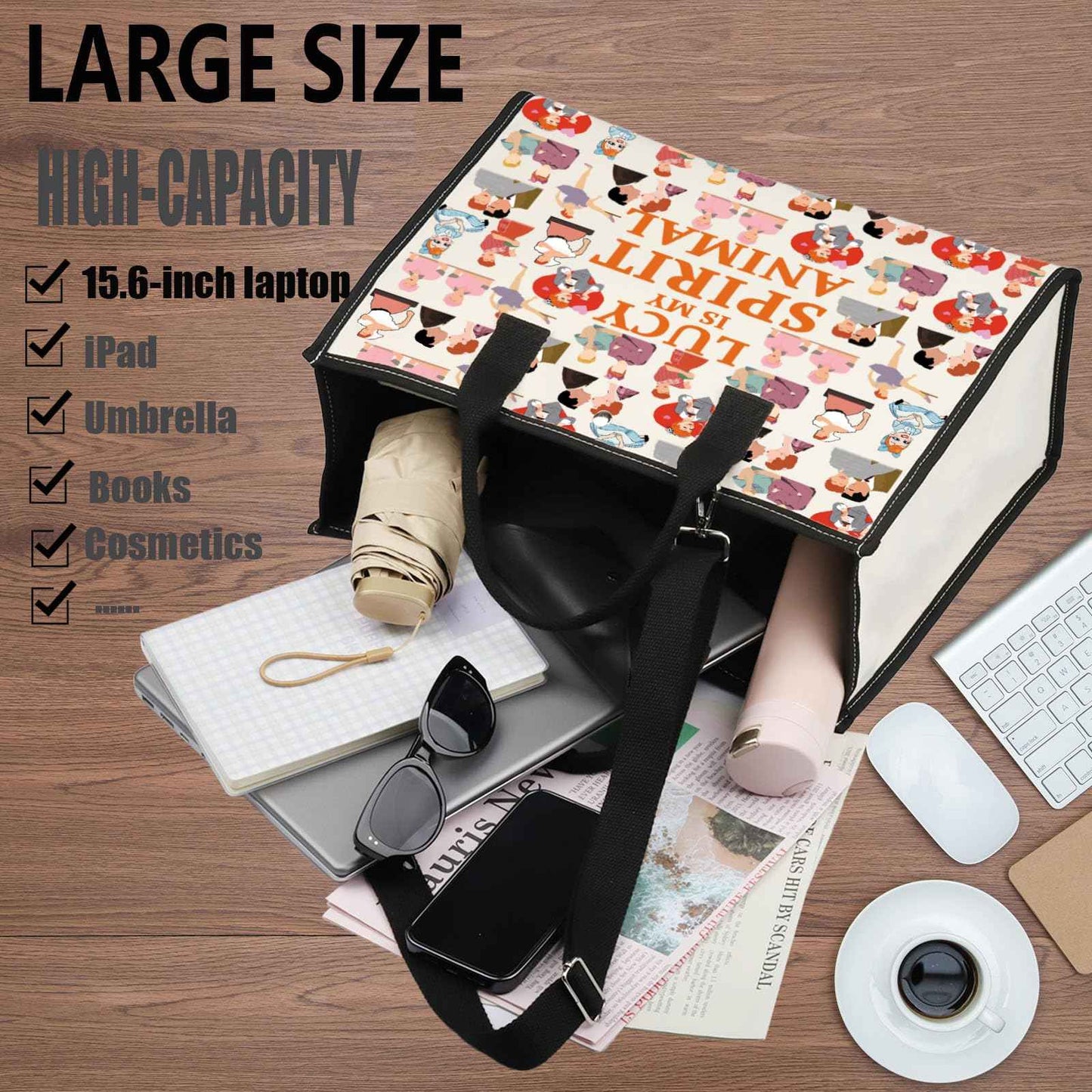 WZMPA Funny Lucy Fans Cosmetic Bag Lucy TV Show Fans Gift Lucy Is My Spirit Animal Zipper Pouch Makeup Bag For TV Series Fans (LUCY Spirit BG)