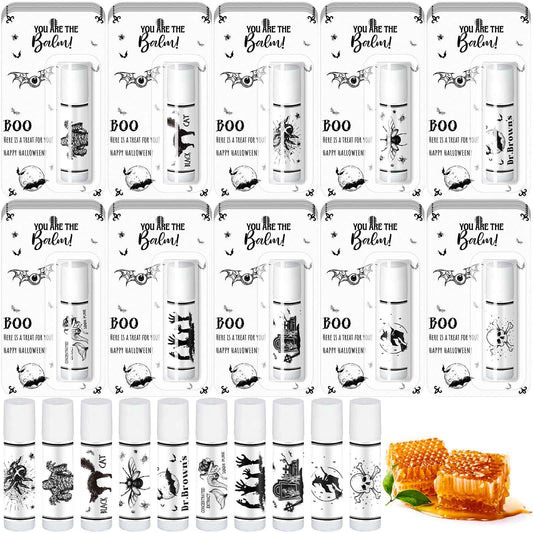 Sacubee 60 Pcs Halloween Party Favors Bulk Skull Lip Balms Gifts Vintage Spooky Halloween Party Gifts Appreciation Goodies Stuffers Small Thank You Presents for Women Men Staff Coworkers Adults