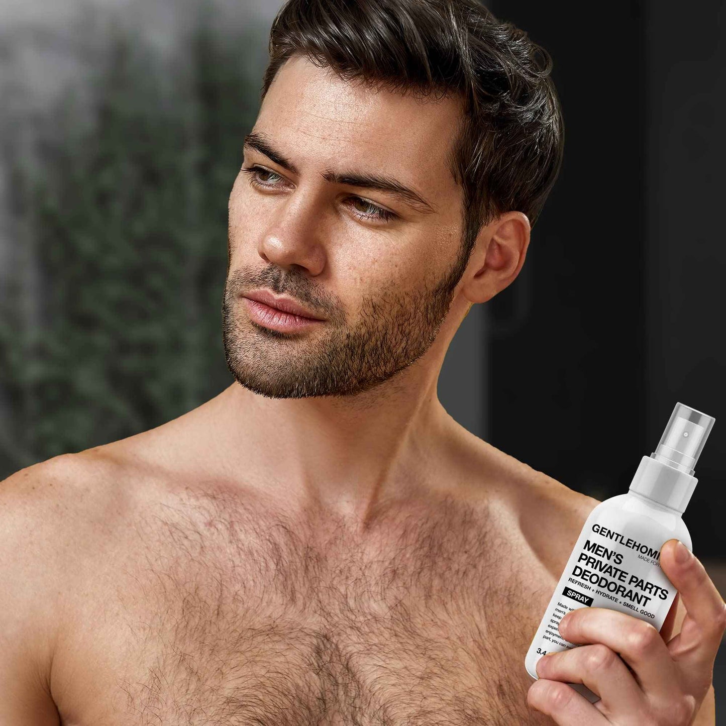 Men's Deodorant Spray for Intimate Areas - Anti-Chafing, Hydrating & Refreshing - with Aloe Vera & Witch Hazel - All Skin Types - Vegan - Amber Scent - 4oz