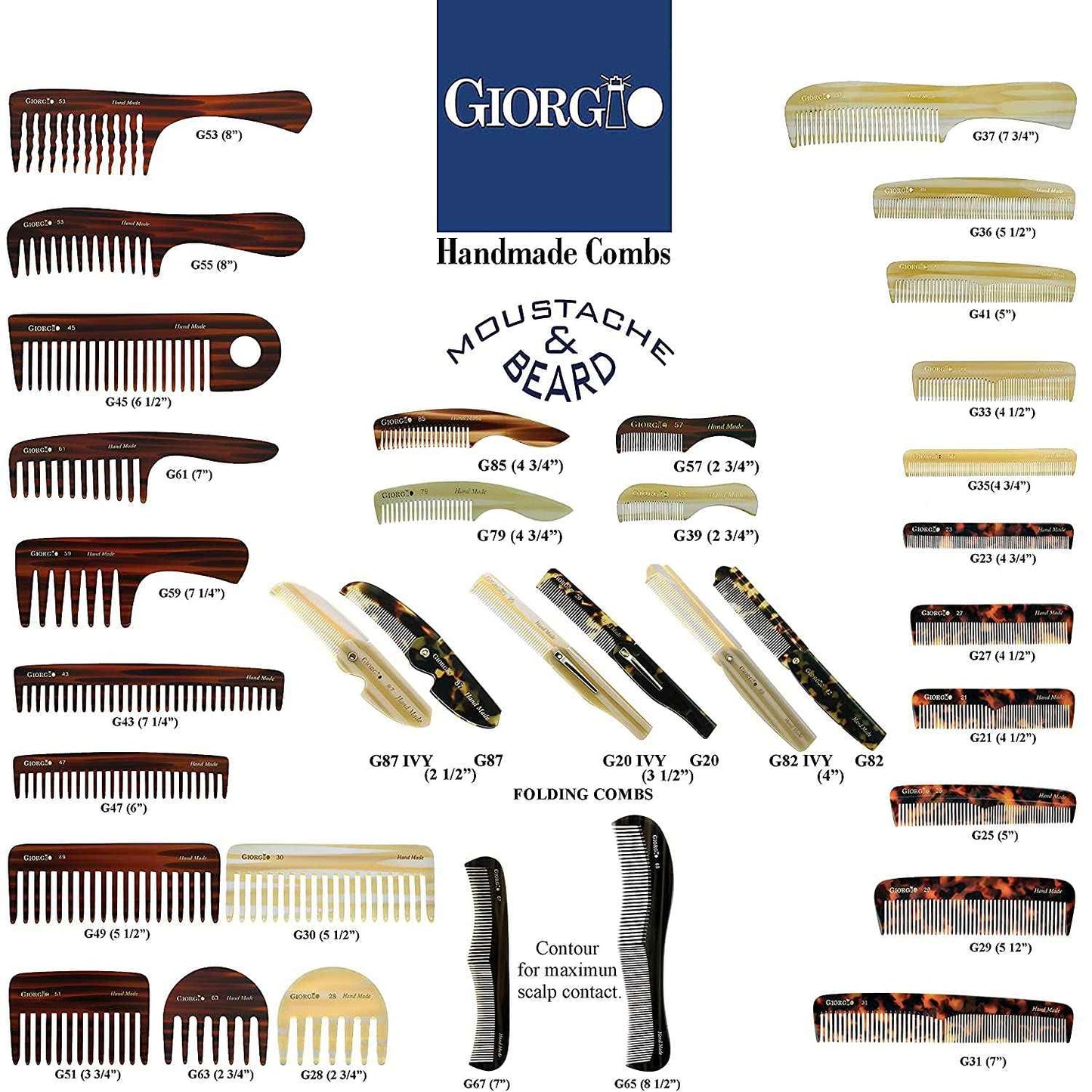 Giorgio G49 Graphite Large 5.75 Inch Hair Detangling Comb, Wide Teeth for Thick Curly Wavy Hair. Long Hairs Detangler Comb For Wet and Dry. Handmade of Quality Cellulose, Saw-Cut, Hand Polished