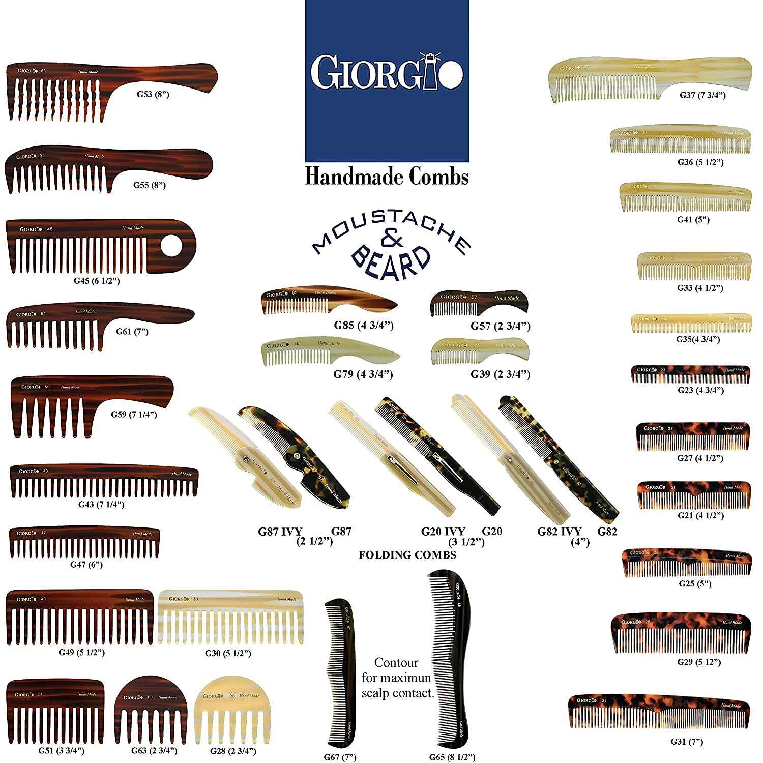 Giorgio G49 Graphite Large 5.75 Inch Hair Detangling Comb, Wide Teeth for Thick Curly Wavy Hair. Long Hairs Detangler Comb For Wet and Dry. Handmade of Quality Cellulose, Saw-Cut, Hand Polished