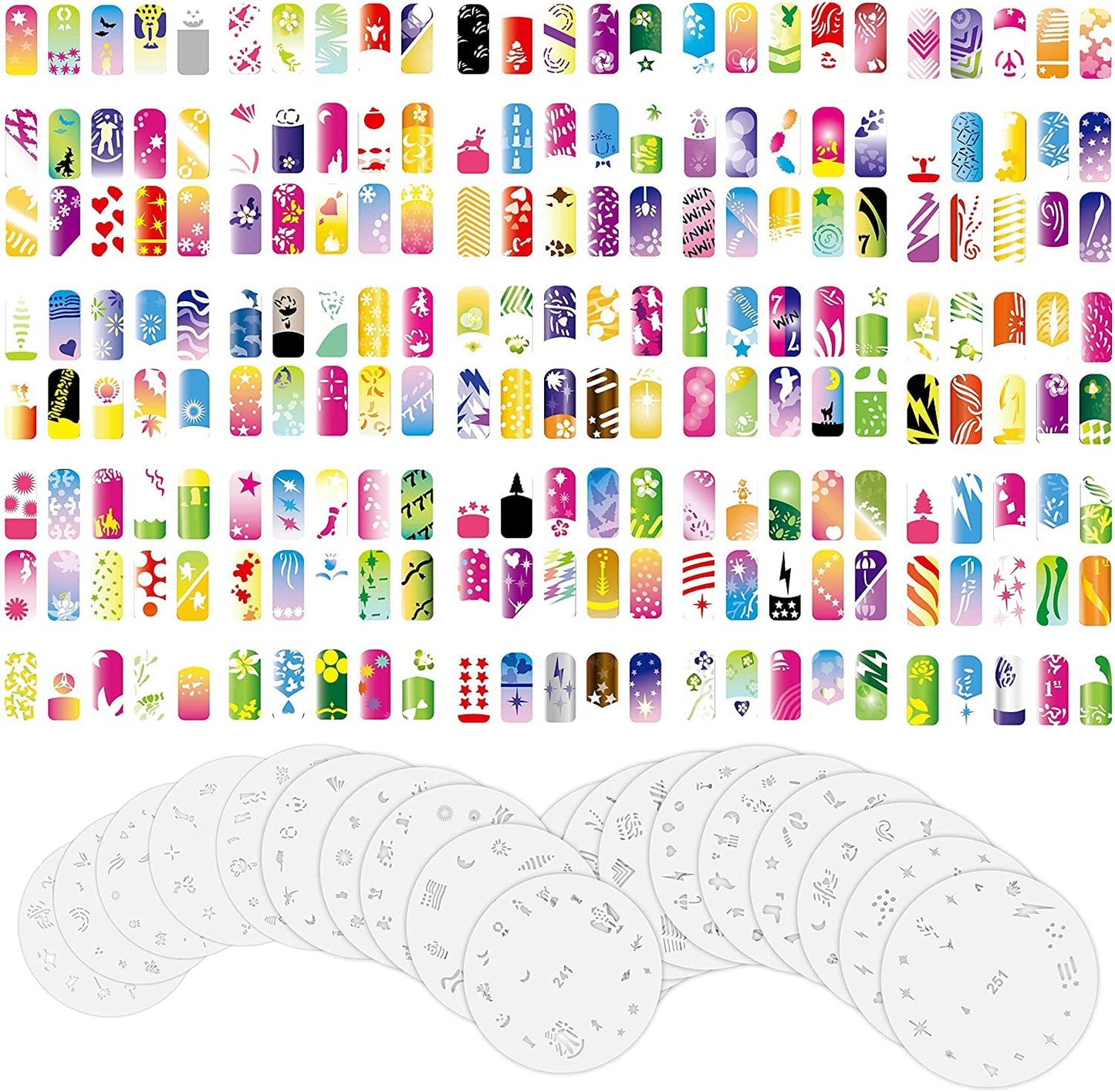 BUYTER Manicure Stencils Tools DIY Design Airbrushing 20 Pieces Reusable Nail Paint Template Sheet