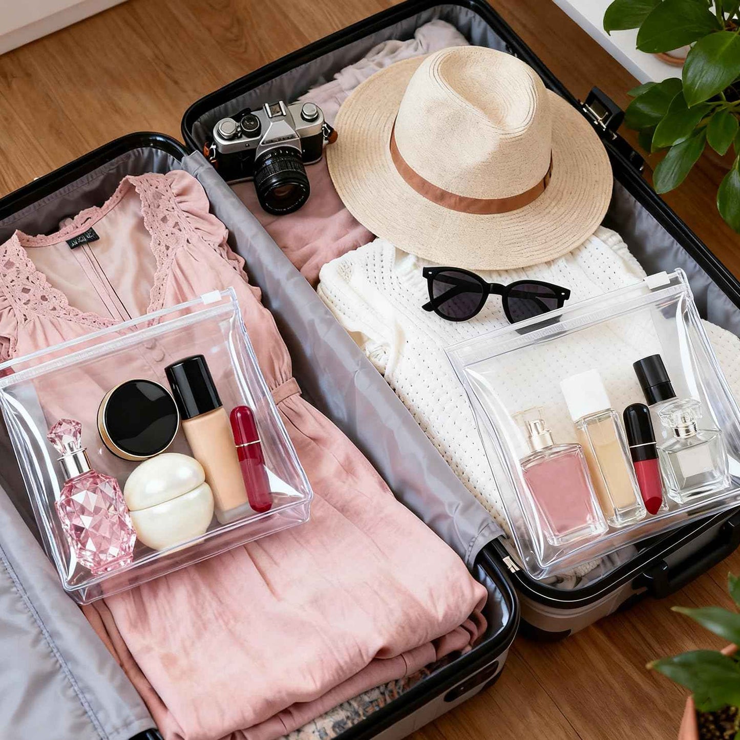 YEAJOIN 60 Pieces Plastic Mini Clear Makeup Bag Small Clear Zipper Pouches Waterproof clear toiletry bags for traveling