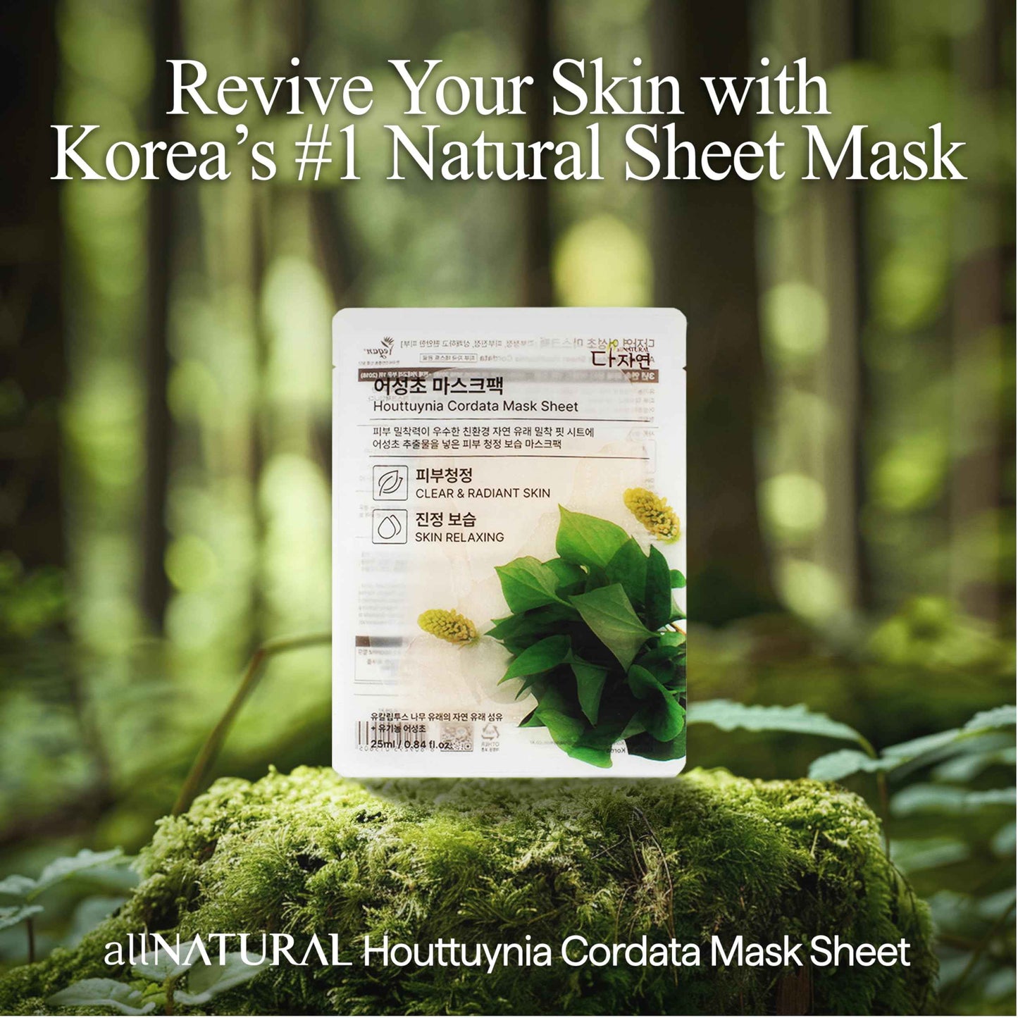 All Natural Houttuynia Cordata Mask Sheet - Heartleaf Soothing & Sebum Control Facial Sheet Mask, Gentle Formula for Daily Use (13ea)