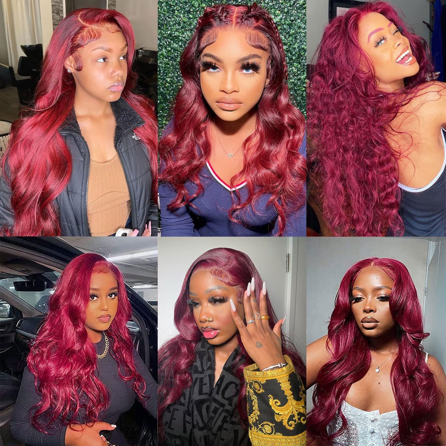 Aaliweya 99j Burgundy Lace Front Wigs Human Hair 99j 13x4 Body Wave HD Transparent Lace Frontal Wigs For Women 180% Density Pre Plucked Glueless Wine Red Color Virgin Human Hair Wigs 26inch