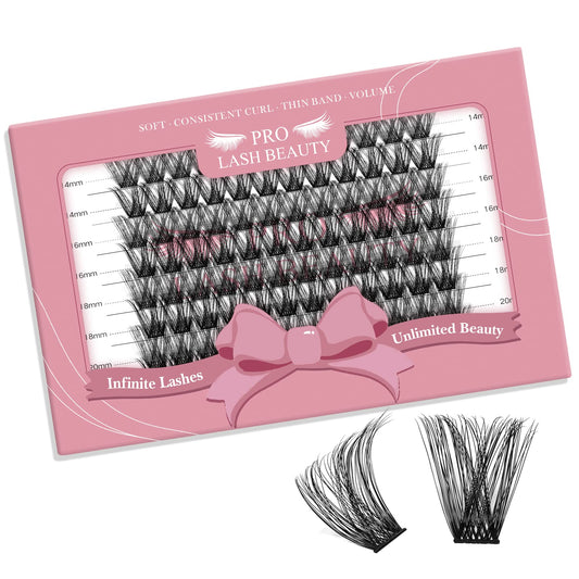 Lash Clusters, 96 Pcs Individual Cluster Lashes DIY Lash Extension Eyelash Clusters Volume Wispy Lashes Super Thin Band Reusable Soft & Comfortable(Into You-01-D-20 mm)