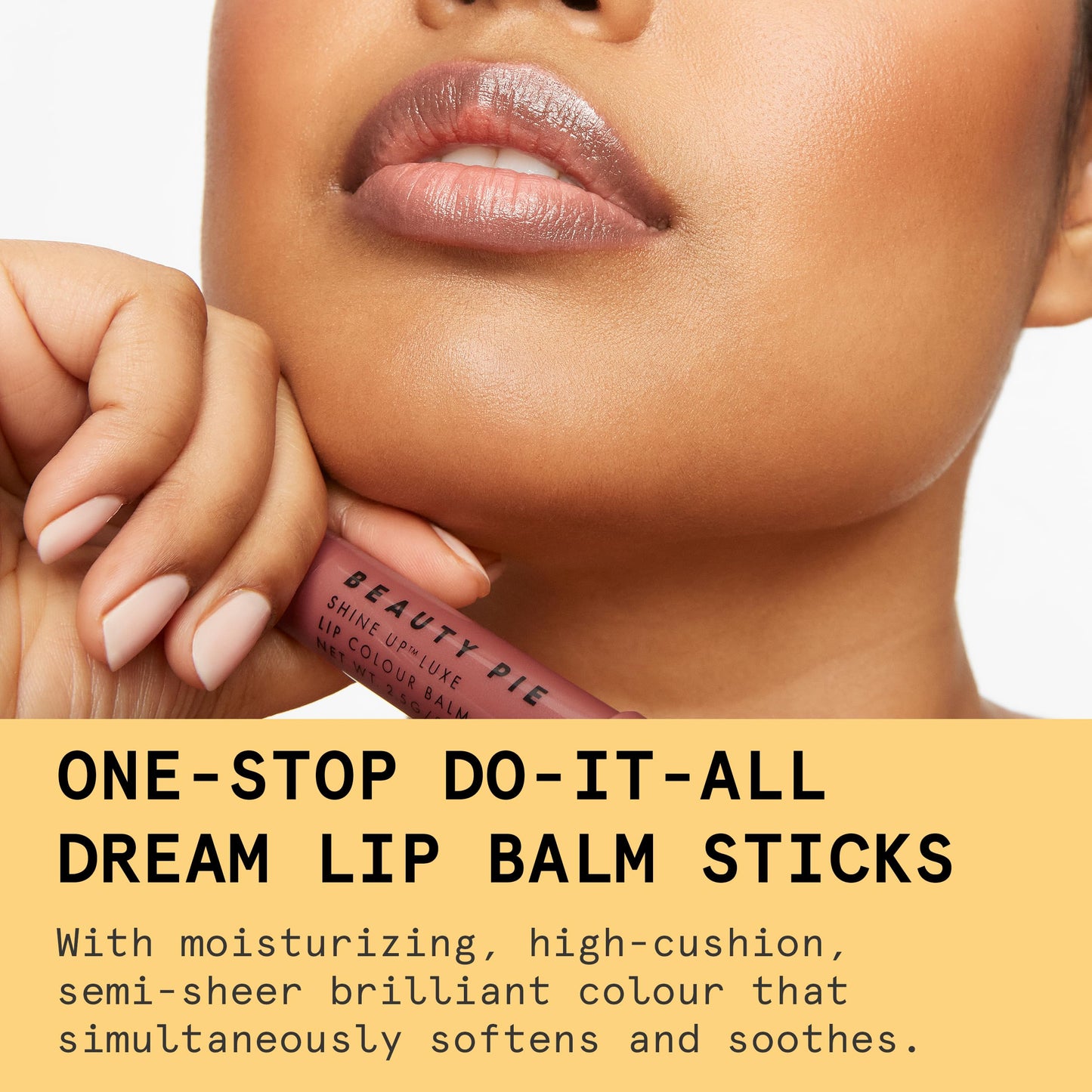 Beauty Pie Shine Up Luxe Lip Colour Balm Stick (Baby Bare) For Hydrating, Softening & Soothing Lips