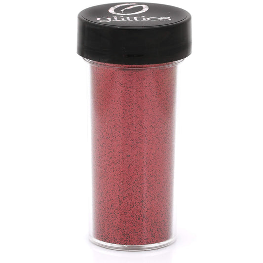 GLITTIES - Ruby Red - Loose Fine Glitter Powder (.008") - Great for Nail Art, Nail Polish, Gel, Gel Polish or Acrylic Nail Powder - Solvent Resistant - (30 Gram Jar)