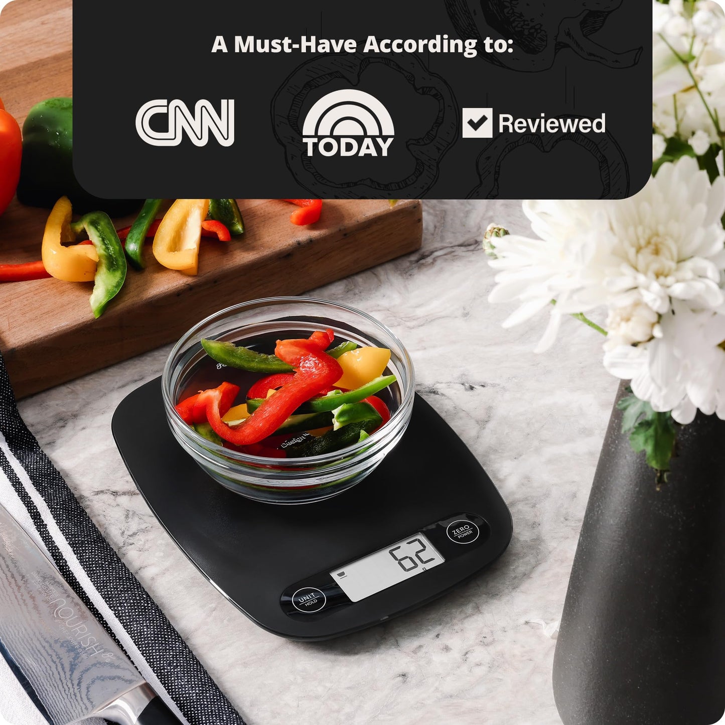 Greater Goods Digital Food Kitchen Scale (Matte Black)