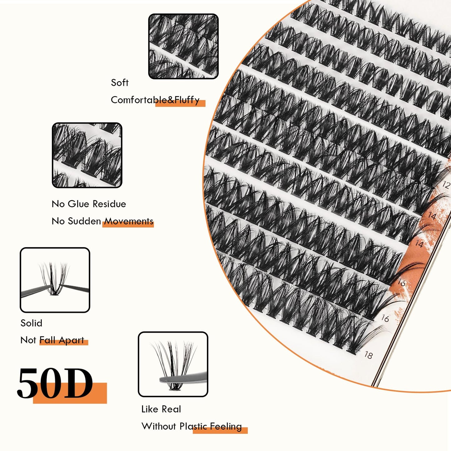 Clusters Lashes Individual Lashes 200 Clusters False Eyelash 50D Lash Crislahes Clusters Extensions Individual Cluster DIY Eyelash Extensions at Home (Mix 8-18mm 50D)