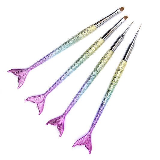 Whats Up Nails - Mermaid Brushes 4 Pack (#0, 1, 2, 3 Brushes)