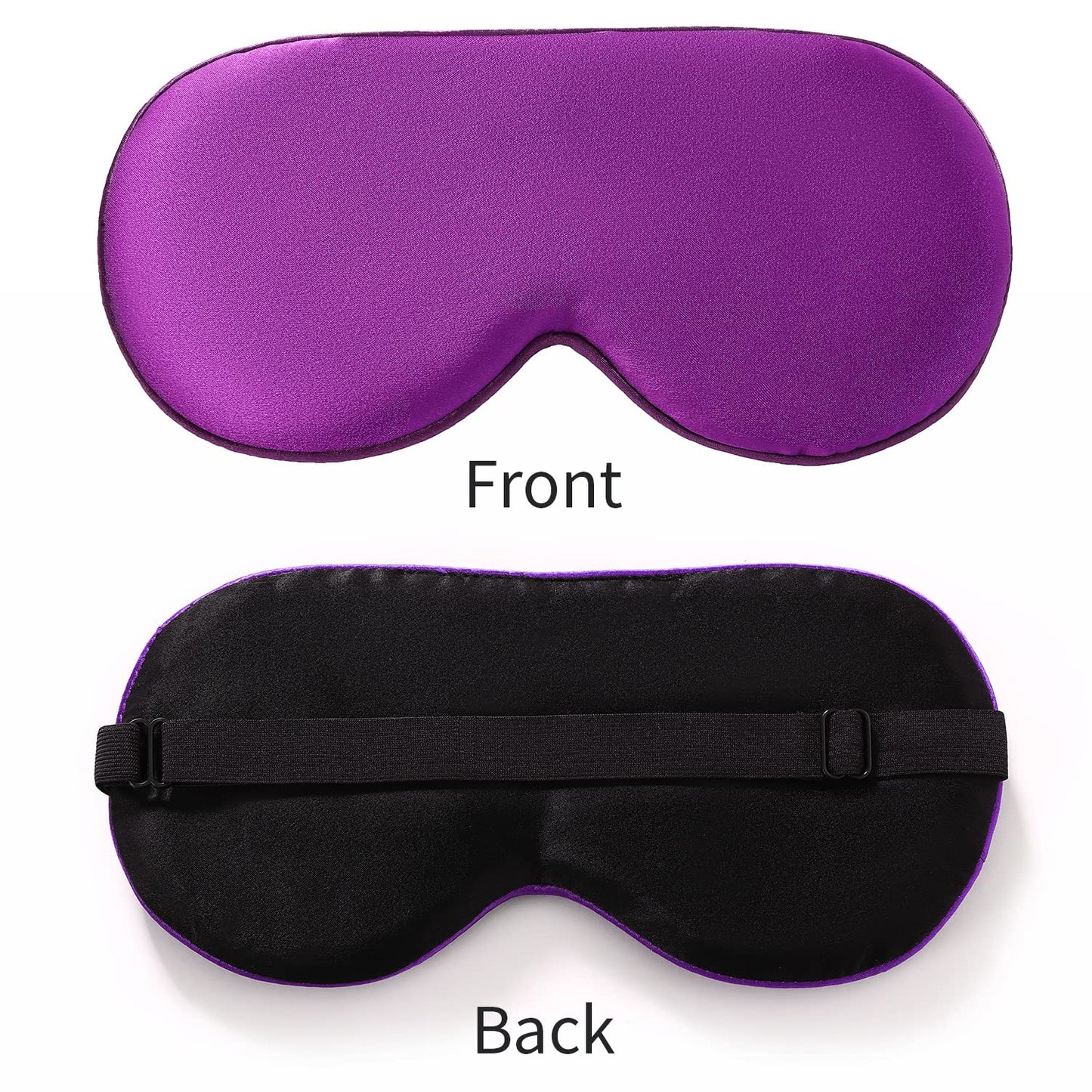 2-Pack 100% Real Natural Silk Eye Mask, Silk Sleeping Mask, Shade Puffy Eye Gift with Adjustable Straps, Sleep Eye Mask, SHJINJU Eye Mask Shade (Black and Purple)