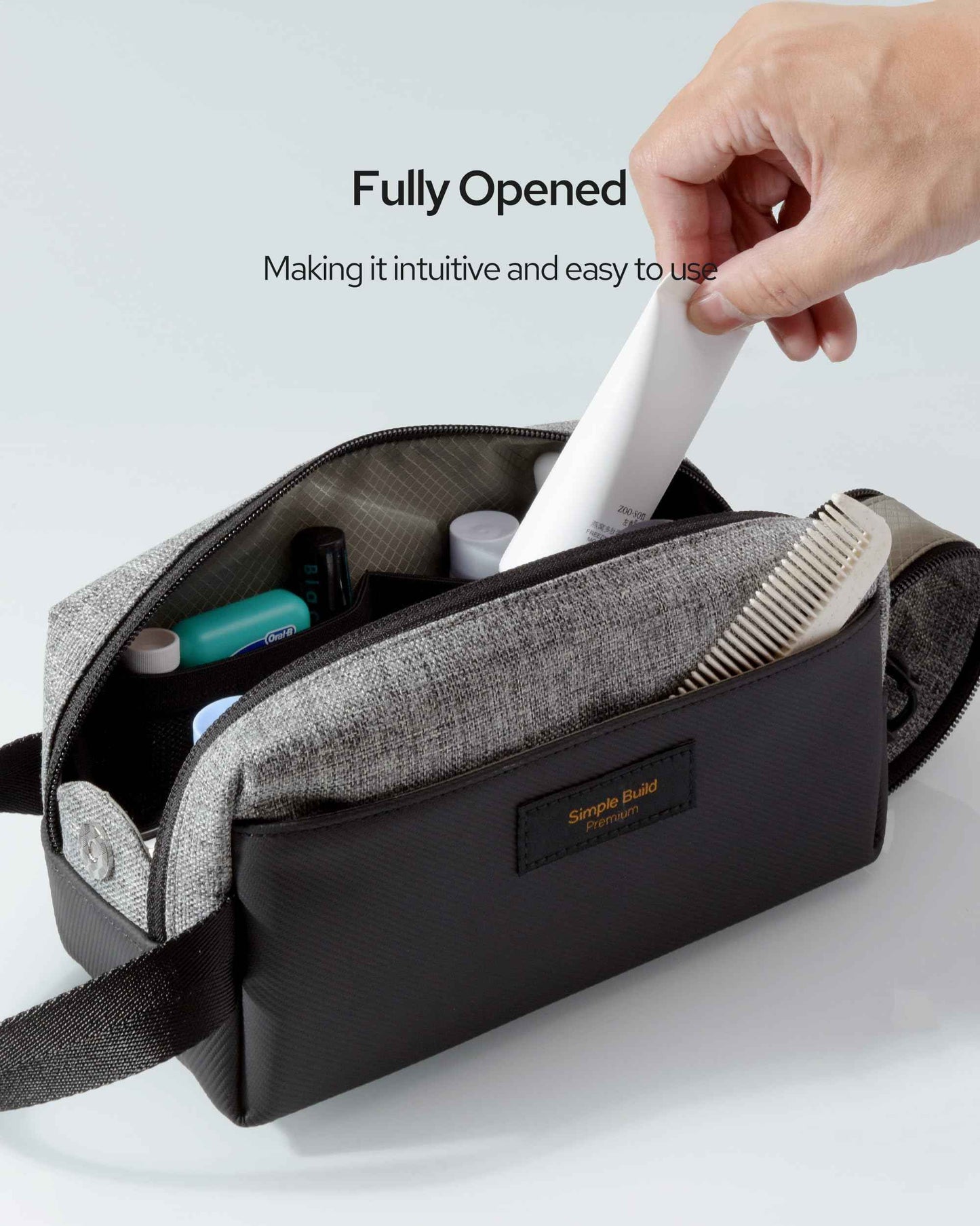 Simple Build Travel Toiletry Bag for Men Waterproof Shaving Kit Compact Dopp Bag Toiletries Organizer for Accessories and Essentials - (Heather Gray, Small)