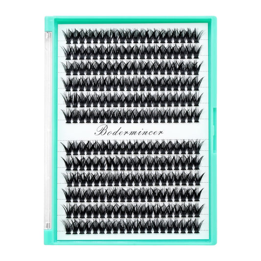 Bodermincer Black/Colored Cluster Lashes 240pcs 20D/40D DIY Eyelash Extension D Curl Long Individual Lashes Mixed Tray Faux Mink Lash Clusters Extensions 8-22mm (50D-16MM)