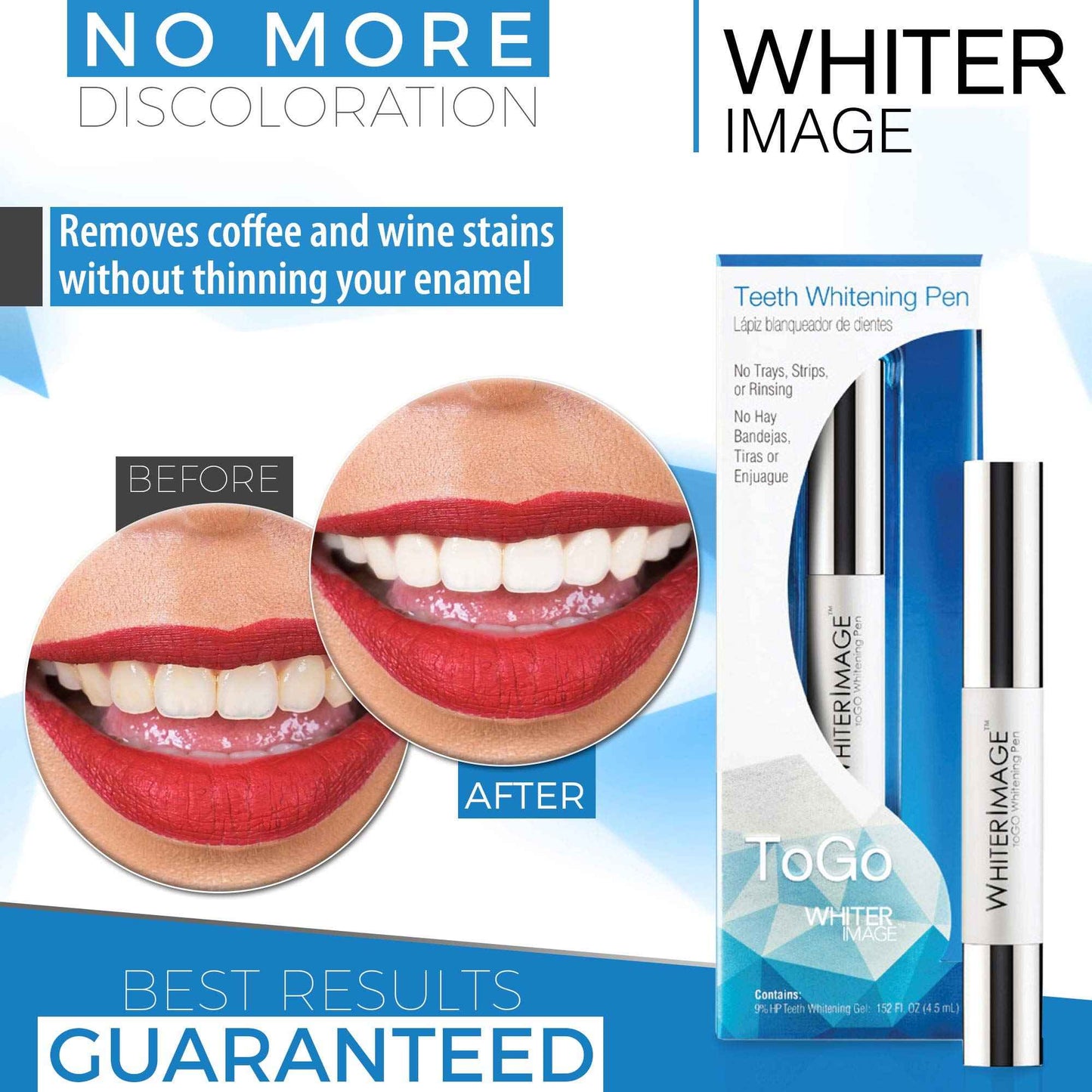 Whiter Image Togo Teeth Whitening Pen, Erases Stubborn Teeth Stains While Strengthening Enamel, Restorative Serum Gel That Reverses Enamel Damage from Bleaching