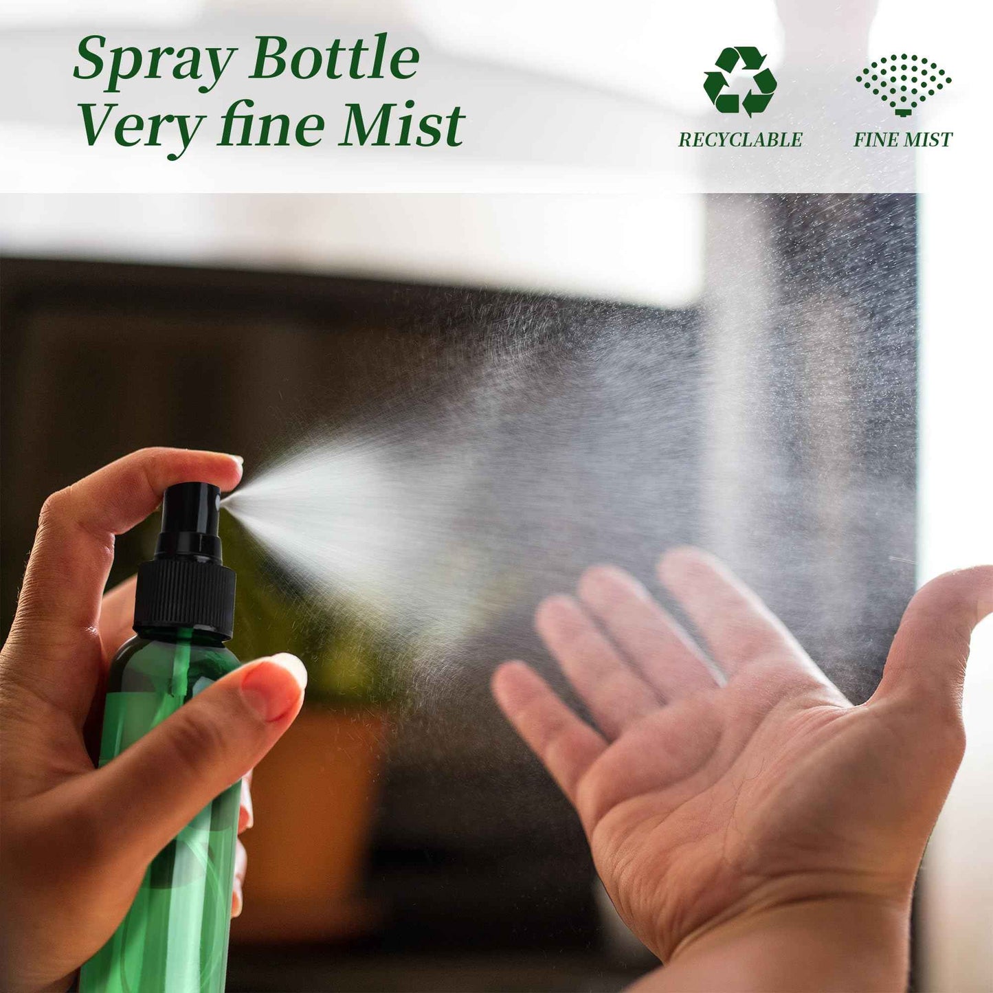 YEUIKERR 36 Pack Green Fine Mist Small Spray Bottles 2 oz/60 ml Plastic Spray Bottles Refillable Empty Mini Travel Sprayer Bottle Bulk for Essential Oils