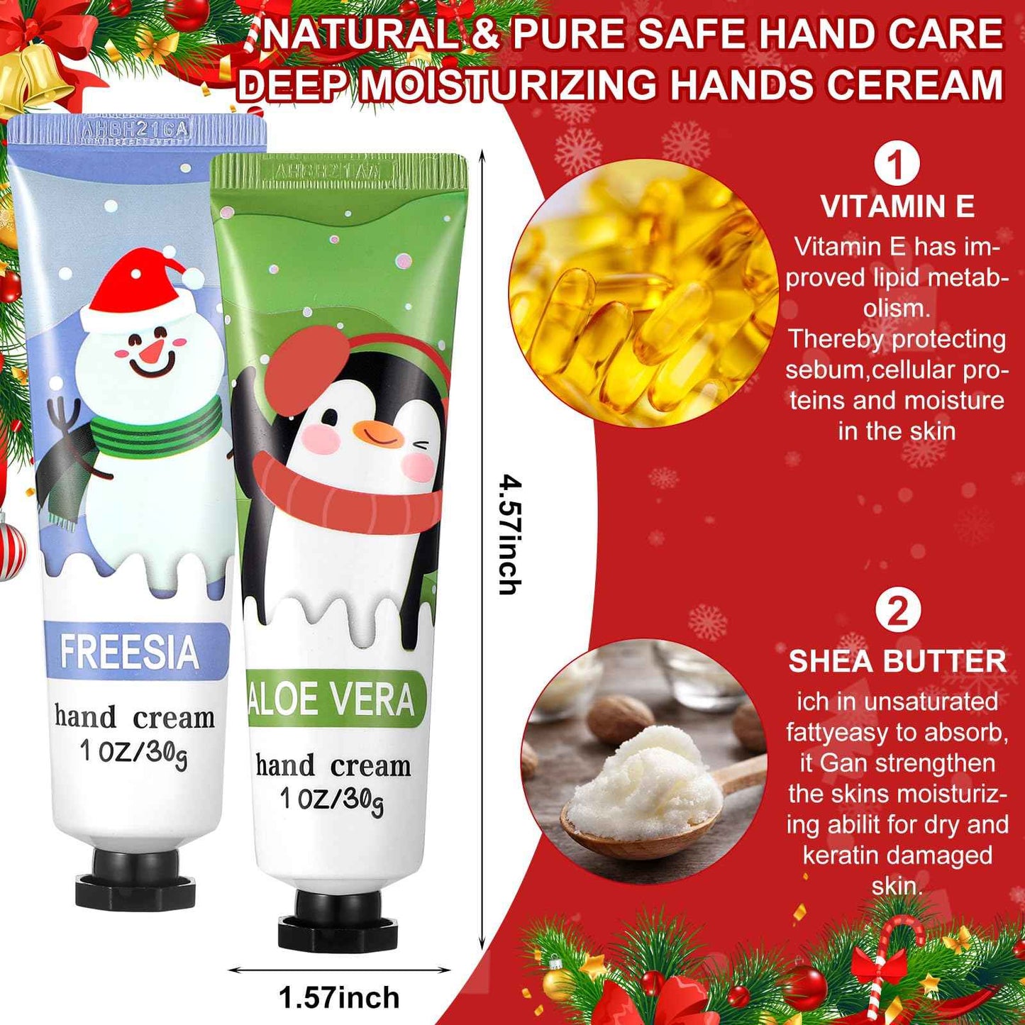 Swiffen 80 Pcs Christmas Hand Cream Gift Set for Dry Cracked Hands Natural Plant Fragrance Shea Hand Lotion Mini Hand Moisturizing Cream Christmas Gifts for Women Mom Christmas Stocking Stuffers