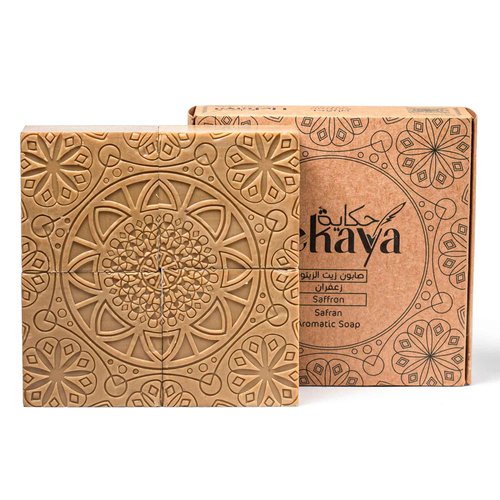 Hekaya Saffron Aleppo Soap Bar – Organic Olive Oil Soap for Face, Body & Hair – Handmade Natural Body Wash – 4-Pack for Face & Body | Natural, Moisturizing,(17.6 oz Total)