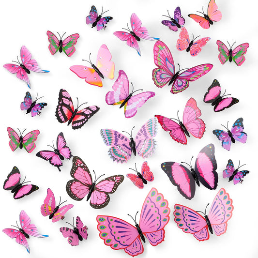 24 Pieces Butterfly Hair Clips Small Realistic Colorful Handmade 90s Hair Clips Barrette Hair Accessories for Women and Girls(Pink)