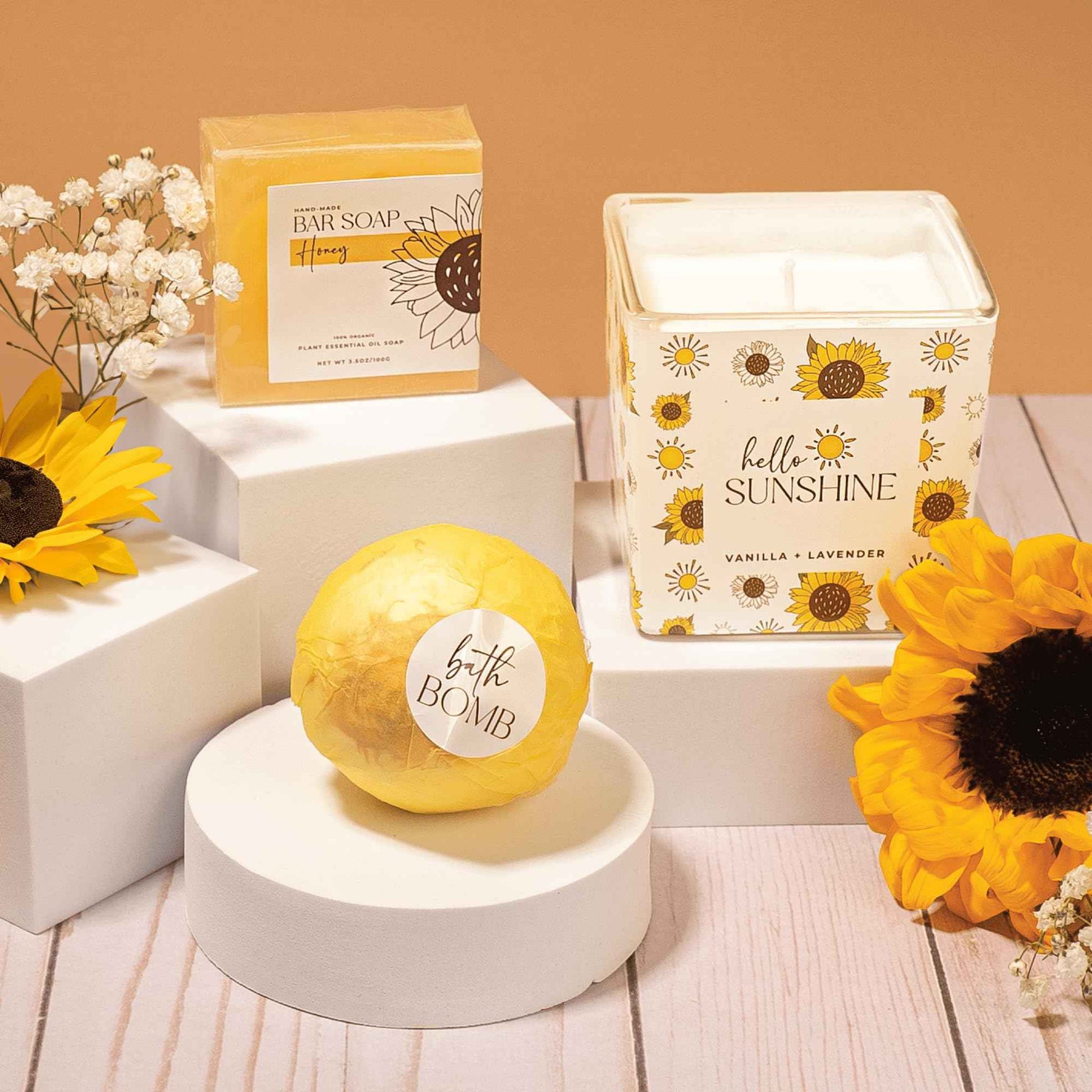 The Love Crate Co 10Pc Sunflower Gift, Spa Set | for Women, Get Well Soon Basket, You Are My Sunshine Care Package