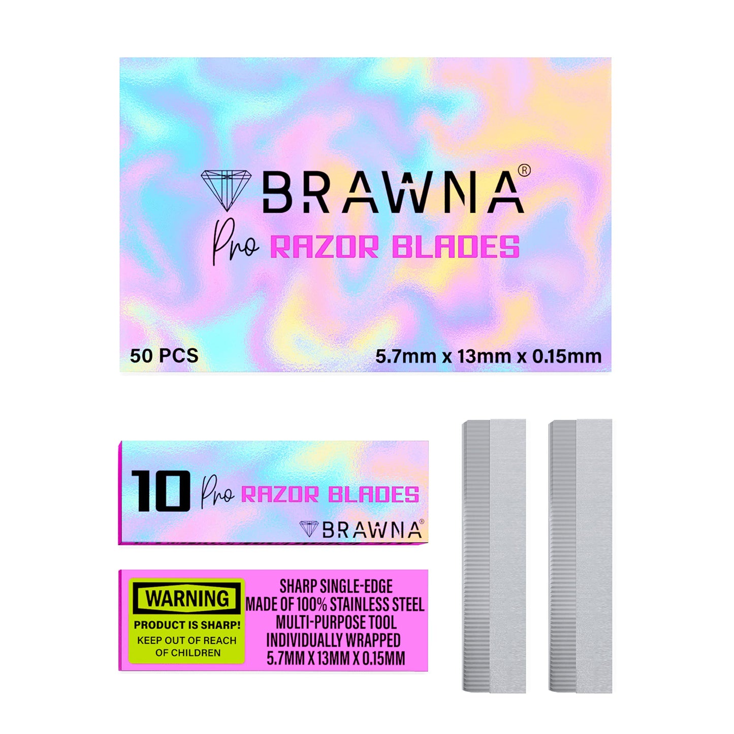 BRAWNA PMU Supplies 50 Pcs Eyebrow Razor Blades - Microblading Pencil Sharpener - Stainless Steel Single Edge Razor Blades - Duckbill - Shape Pencil Sharpening Tool for Waterproof Peel Off Pencils