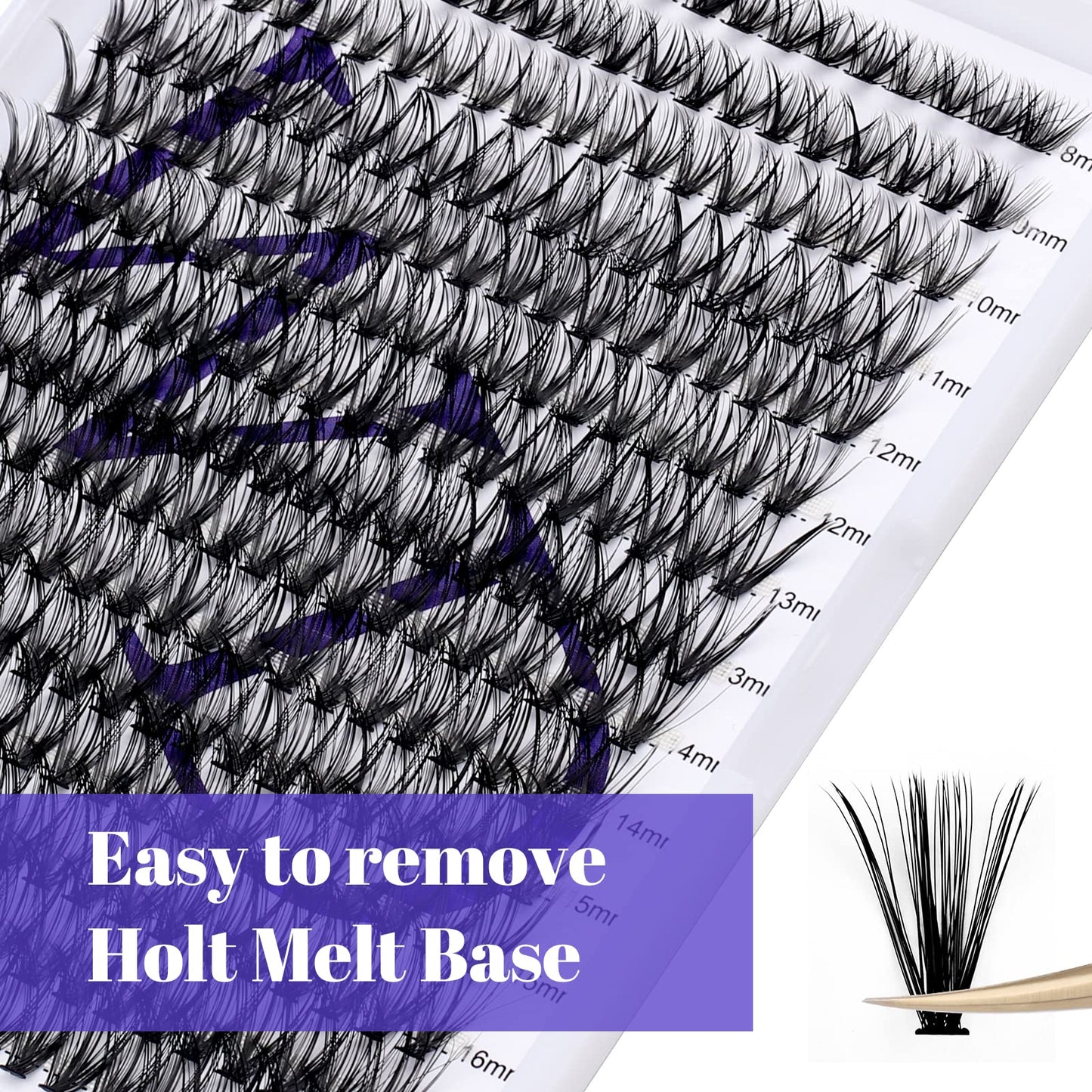 Individual Lashes DIY Eyelash Extension 300PCS Lash Clusters Extensions C/D Curl Comfortable Super Soft Lash Clusters Reusable Wispy Eyelashes Extensions Clusters(300PCS-40D-0.07CC,8-16mm Mixed Tray)