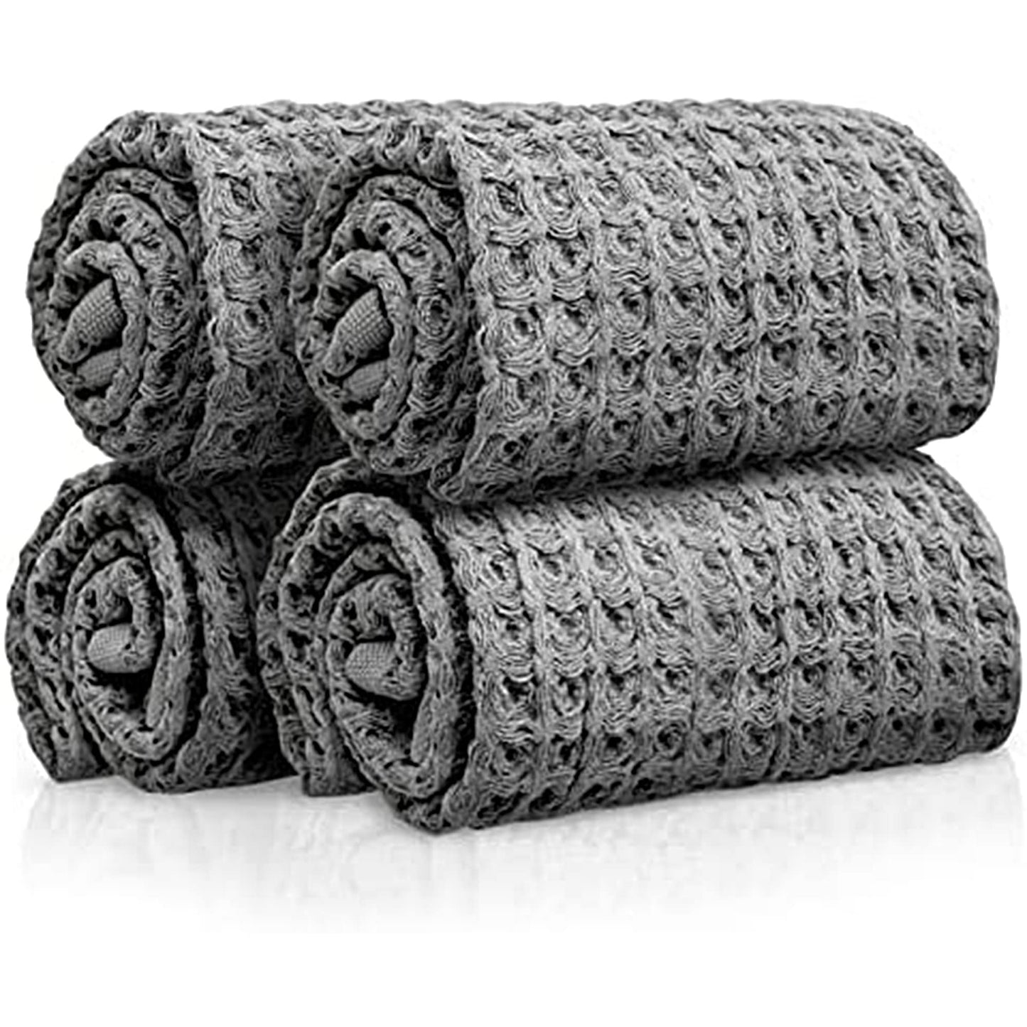 SUTERA - Wash Towels Extra Absorbent Silverthread Washcloths Set - Pack of 4 Grey - 100% CA-Grown Cotton - Luxury Soft Durable Quick Drying Fabric Bathroom Face Cloths