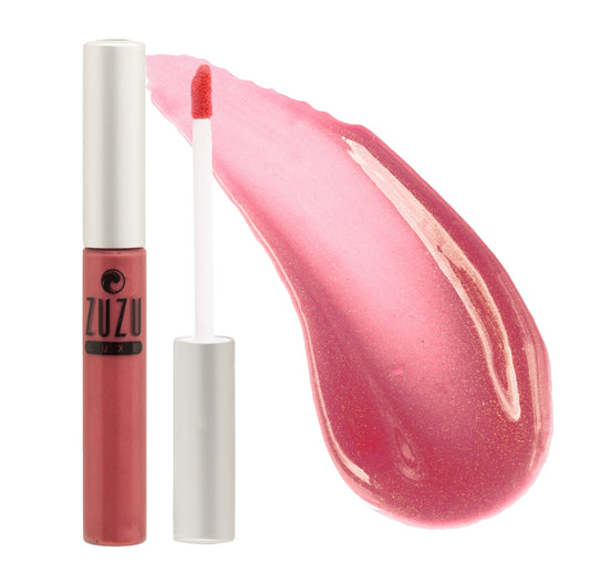 Zuzu Luxe Sheer Gloss (Mischief - Hibiscus Pink/Cool Shimmer), Natural Lip Gloss, Natural, Paraben Free, Vegan, Gluten-free, Cruelty-free, Non GMO, 0.17 oz